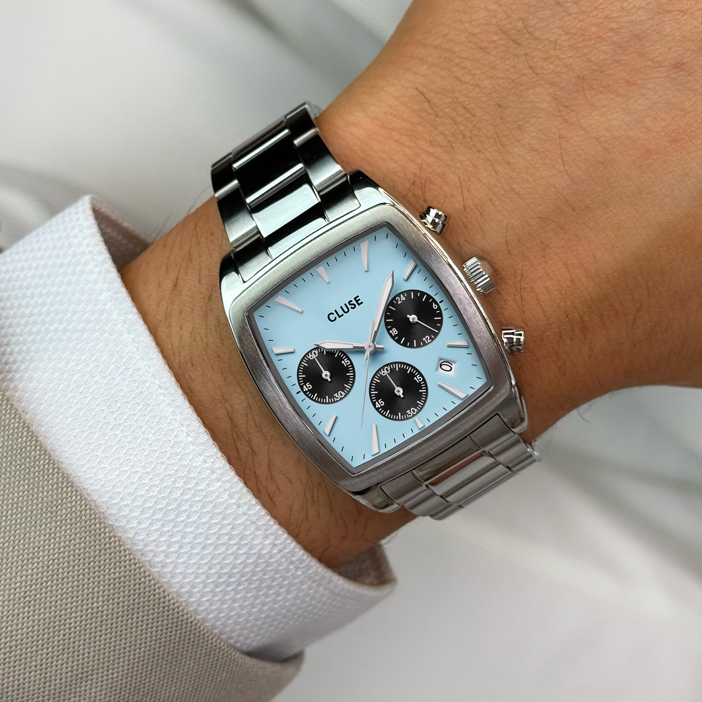 CLUSE Quartaut Chrono Blue Dial Stainless Steel Band CW52005