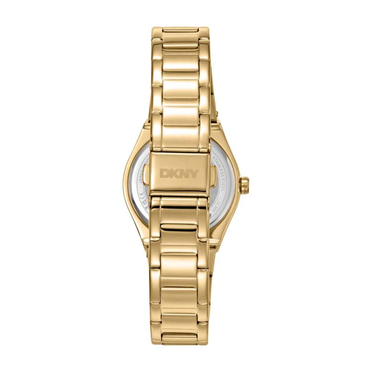 DKNY Gold Stainless Steel Womens Watch Silver Dial 30mm Elegant