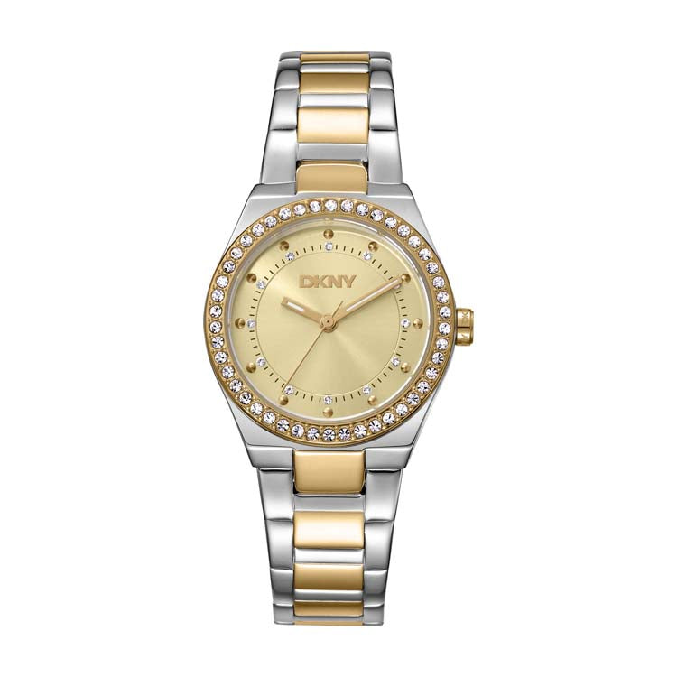 DKNY Two Tone Stainless Steel Womens 30mm Champagne Dial Watch