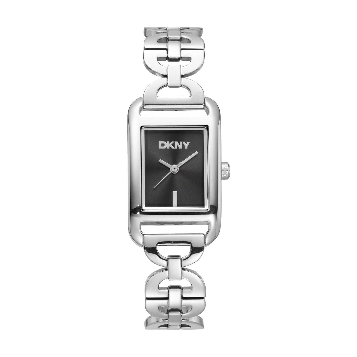 DKNY Open Link Silver 21x34mm Black Dial Womens Watch DK1L142M0225