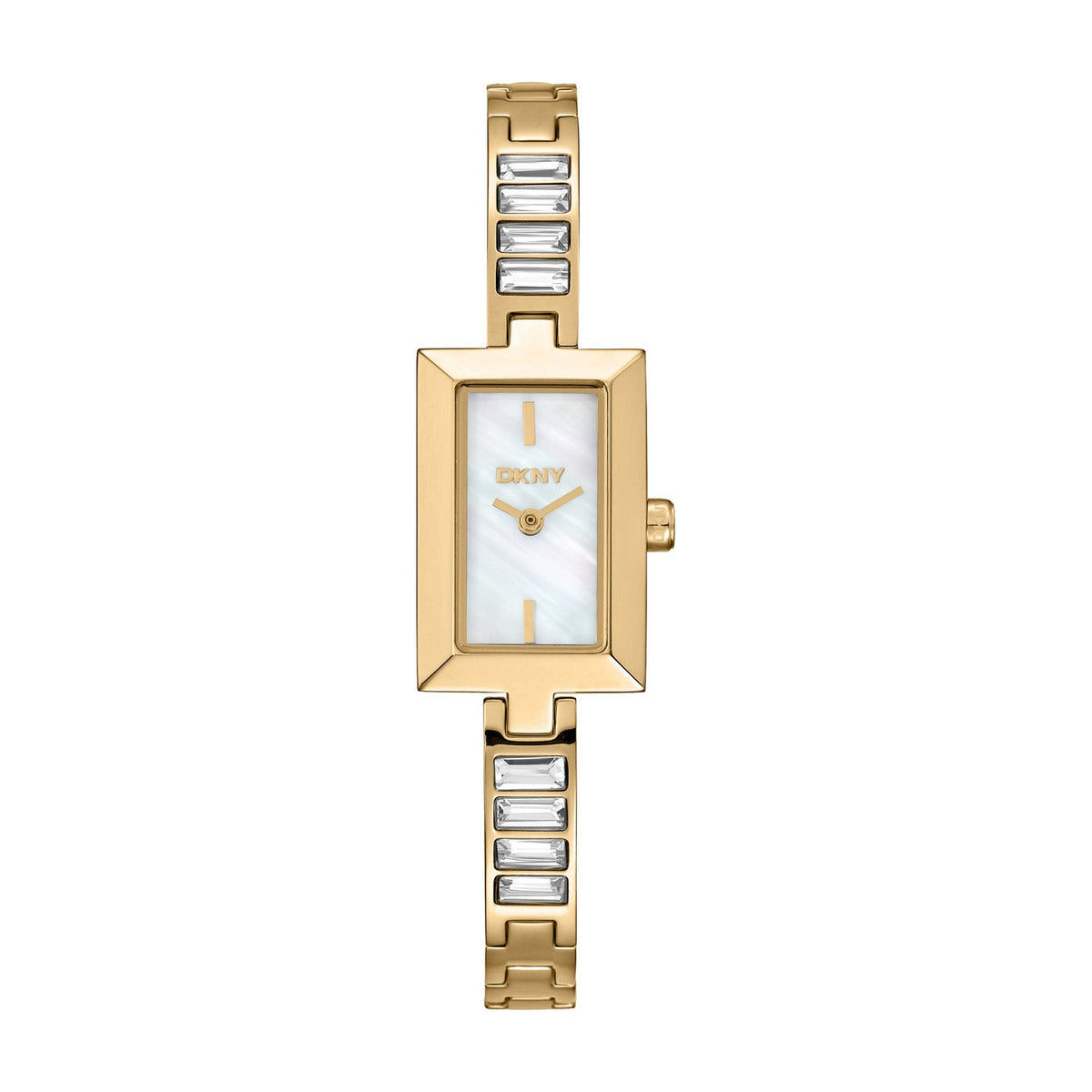 DKNY Signature Shape White MOP Dial Gold / Silver Steel Womens Watch DK1L166M0035 front packshot