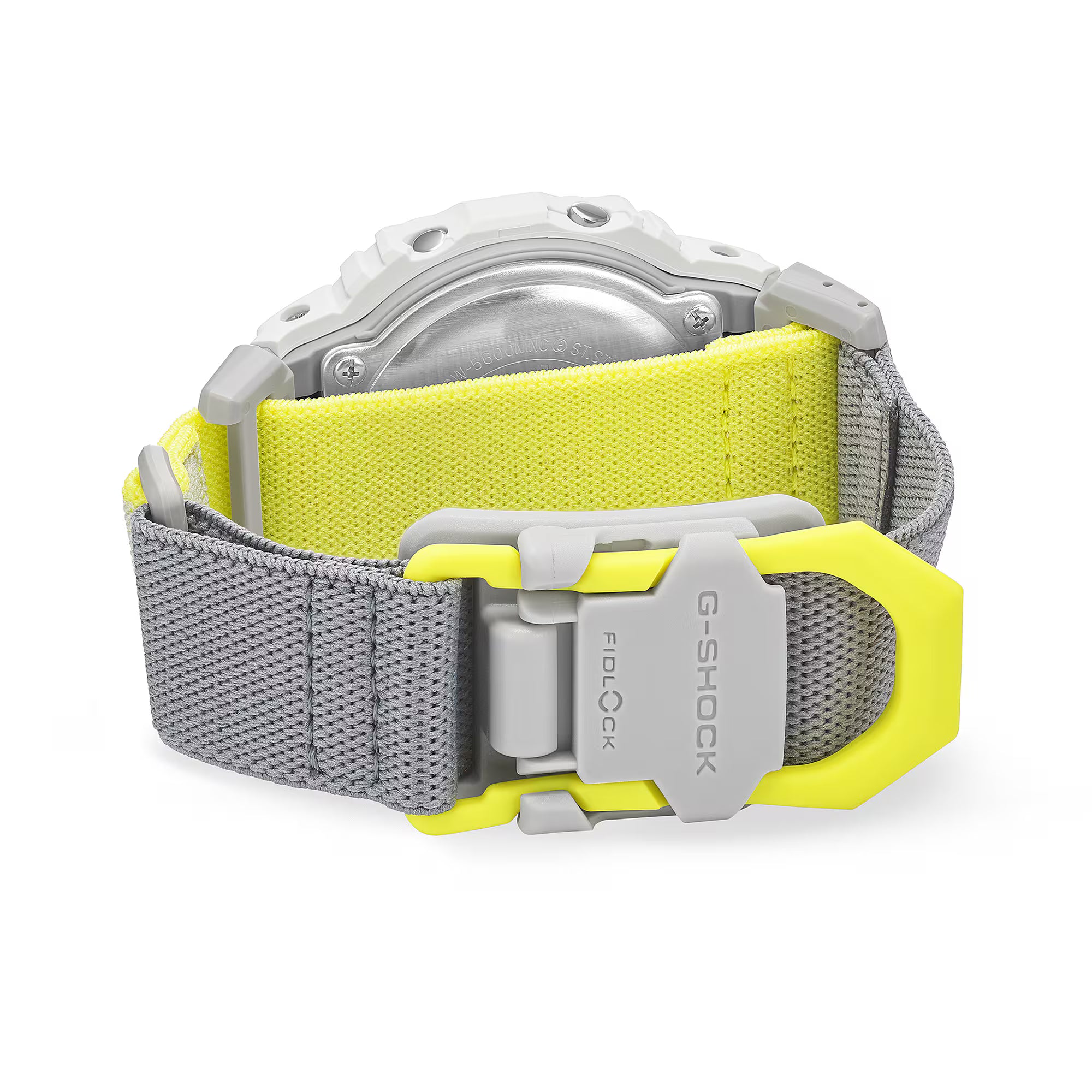 G-Shock Digital White and Yellow Nylon FIDLOCK Clasp Band Watch DW5600MNC-7A8