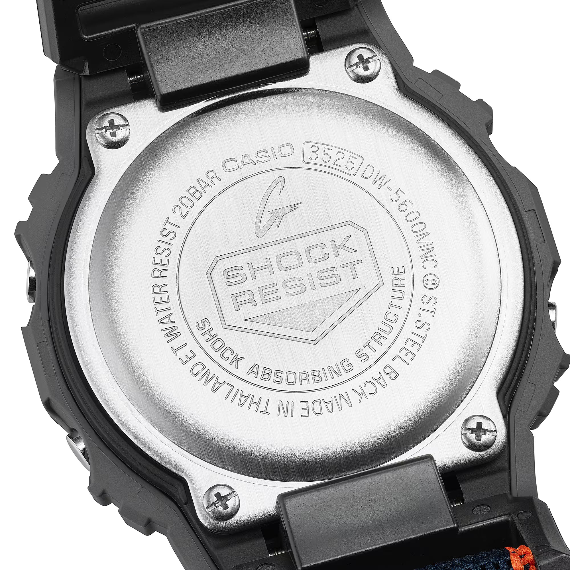 G-Shock Digital Black Case Multi Colour Band Nylon FIDLOCK Clasp Band Watch DW5600MNC-8A2