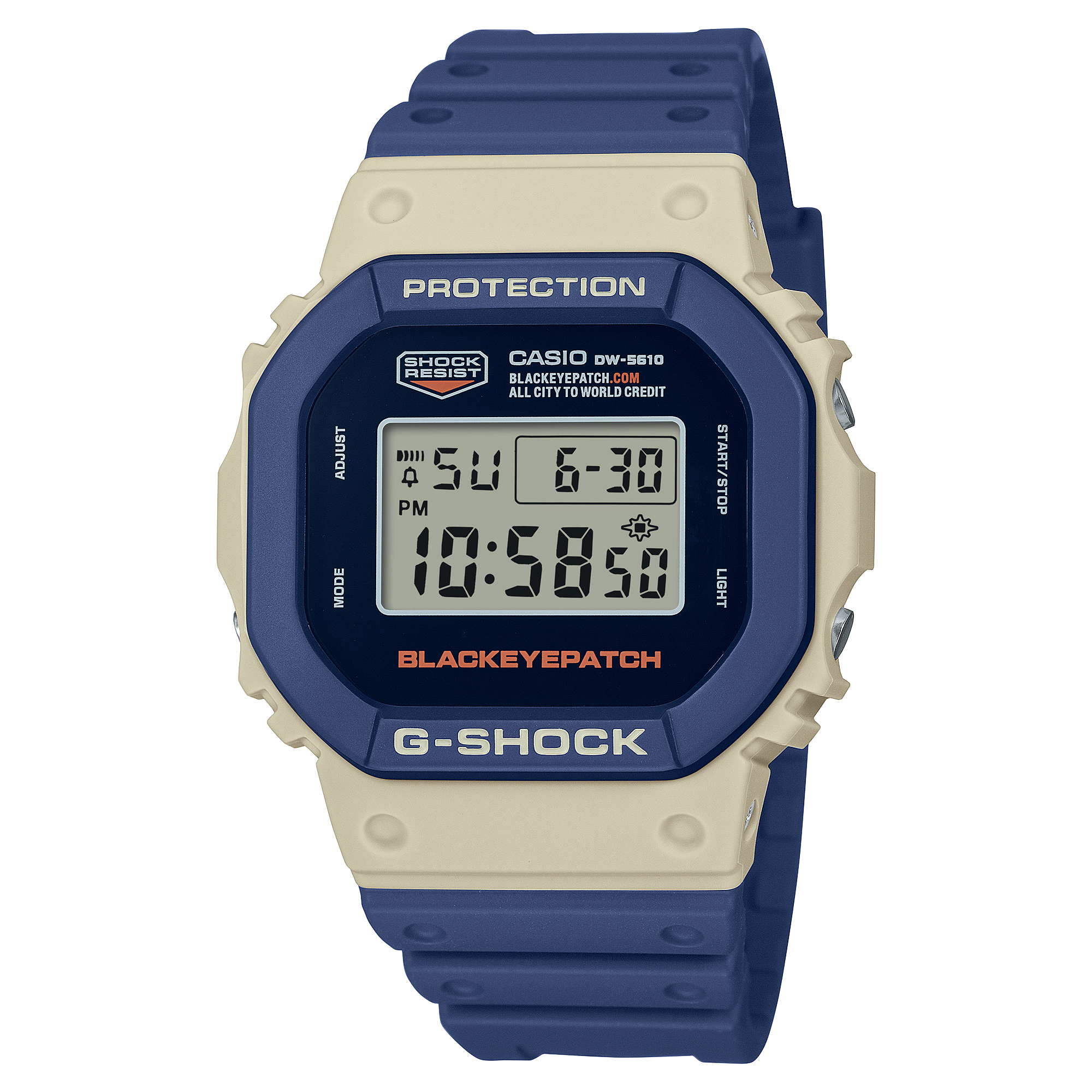 G-Shock Digital Black Eye Patch Blue Resin Band Watch DW5610BEP-2D