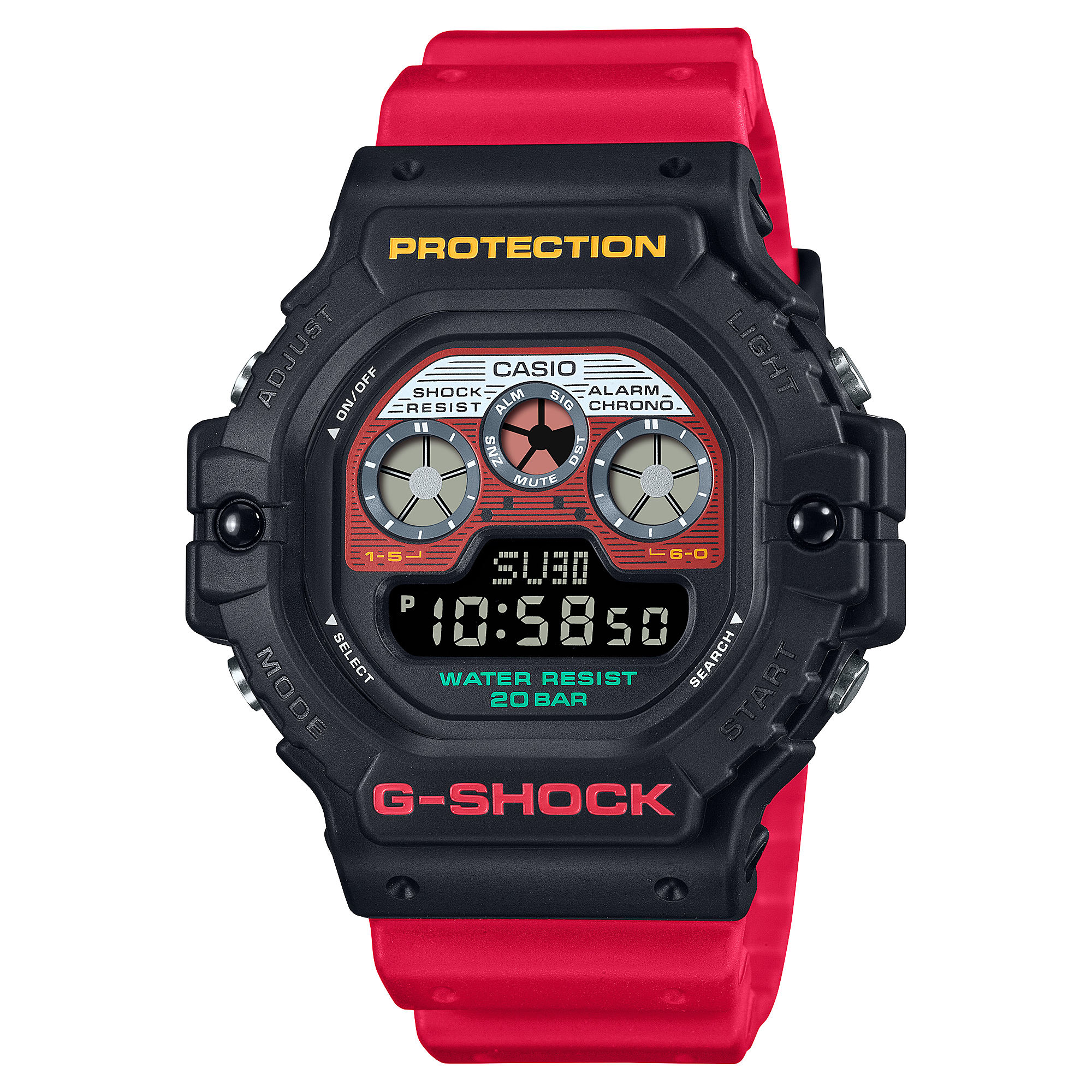 G-Shock Digital 5900 Series Red Resin Band Watch DW5900MT-1A4