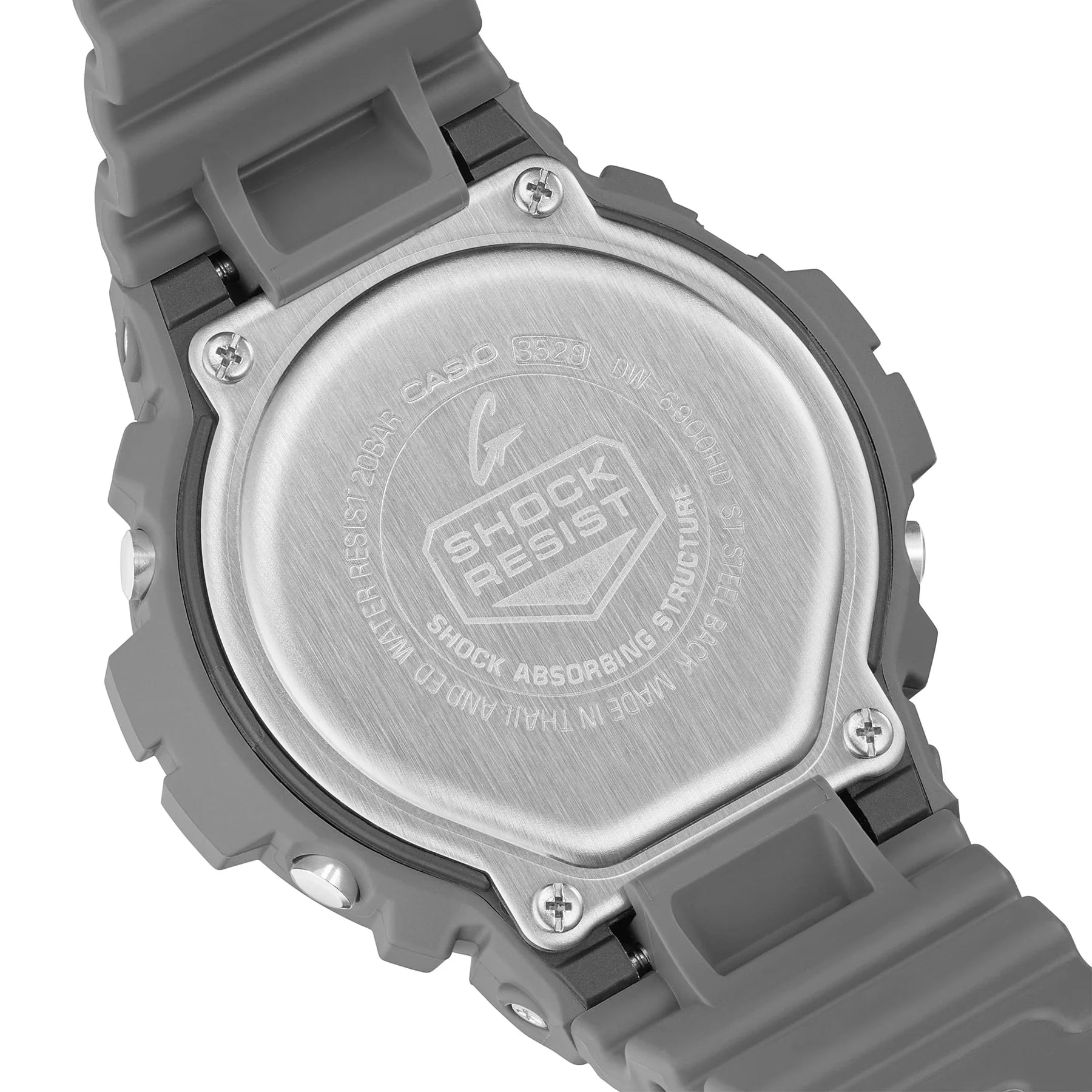 G-Shock Digital White Glow in Dark Dial Dark Grey Resin Band Watch DW6900HD-8D