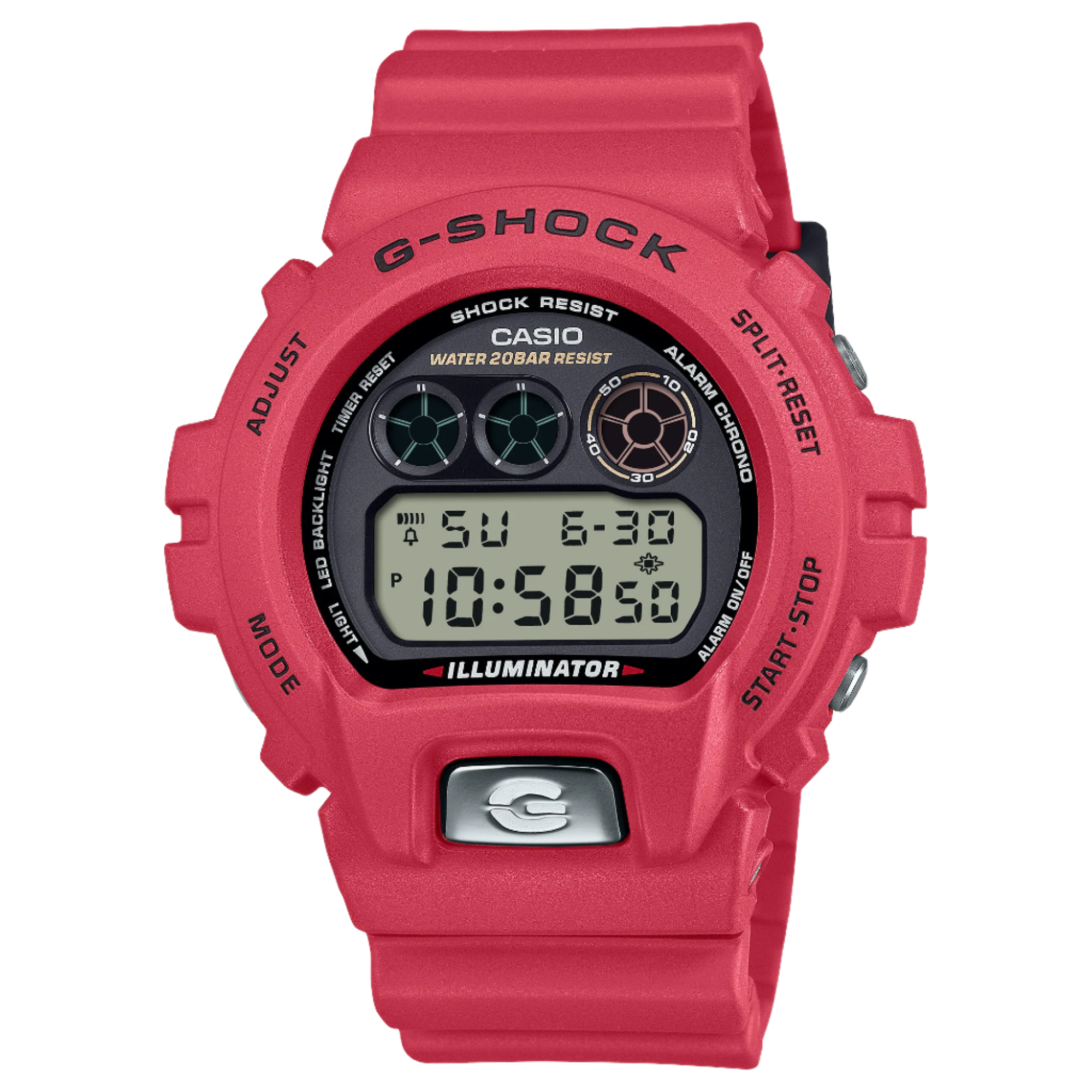 G-Shock Digital 6900 Series Grey Dial Red Resin Band Watch DW6900TR-4D