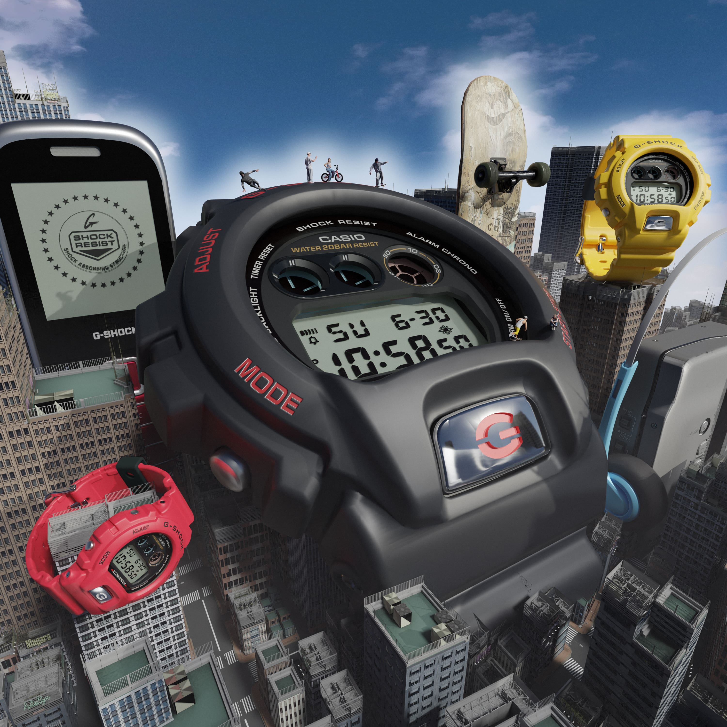 G-Shock Digital 6900 Series Grey Dial Black Resin Band Watch DW6900TR-1D