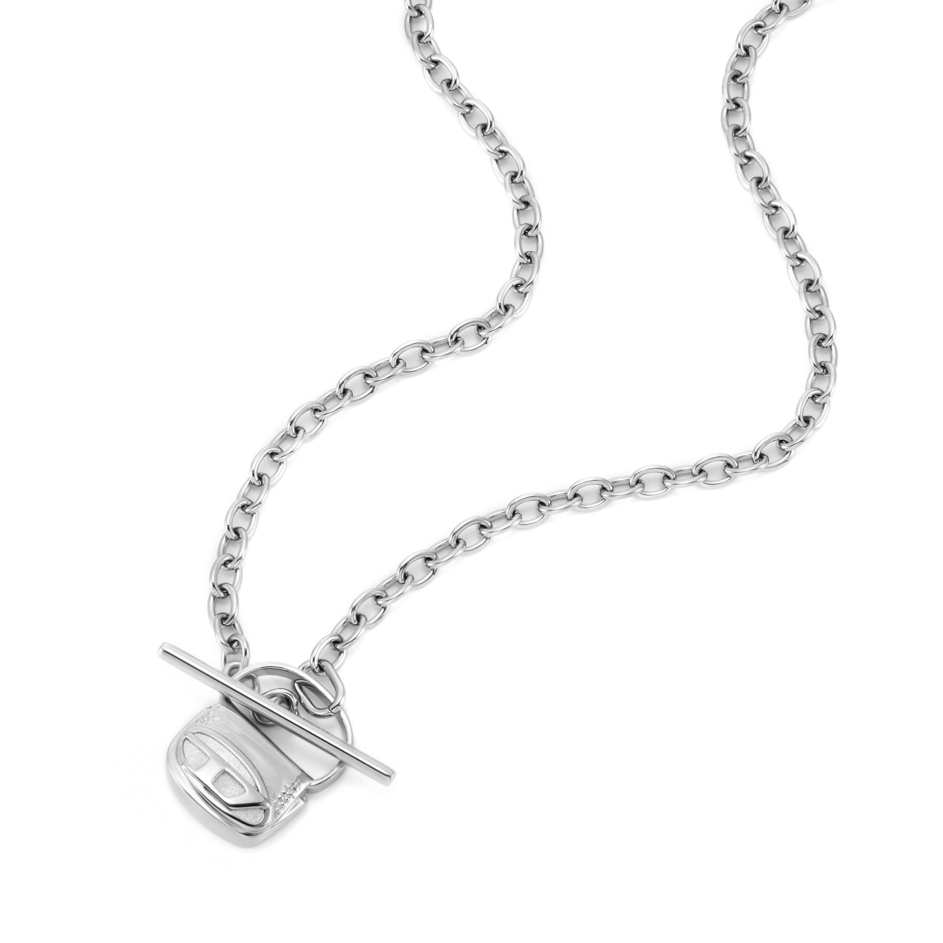 Diesel Steel Silver Bag Chain Necklace DX1593040