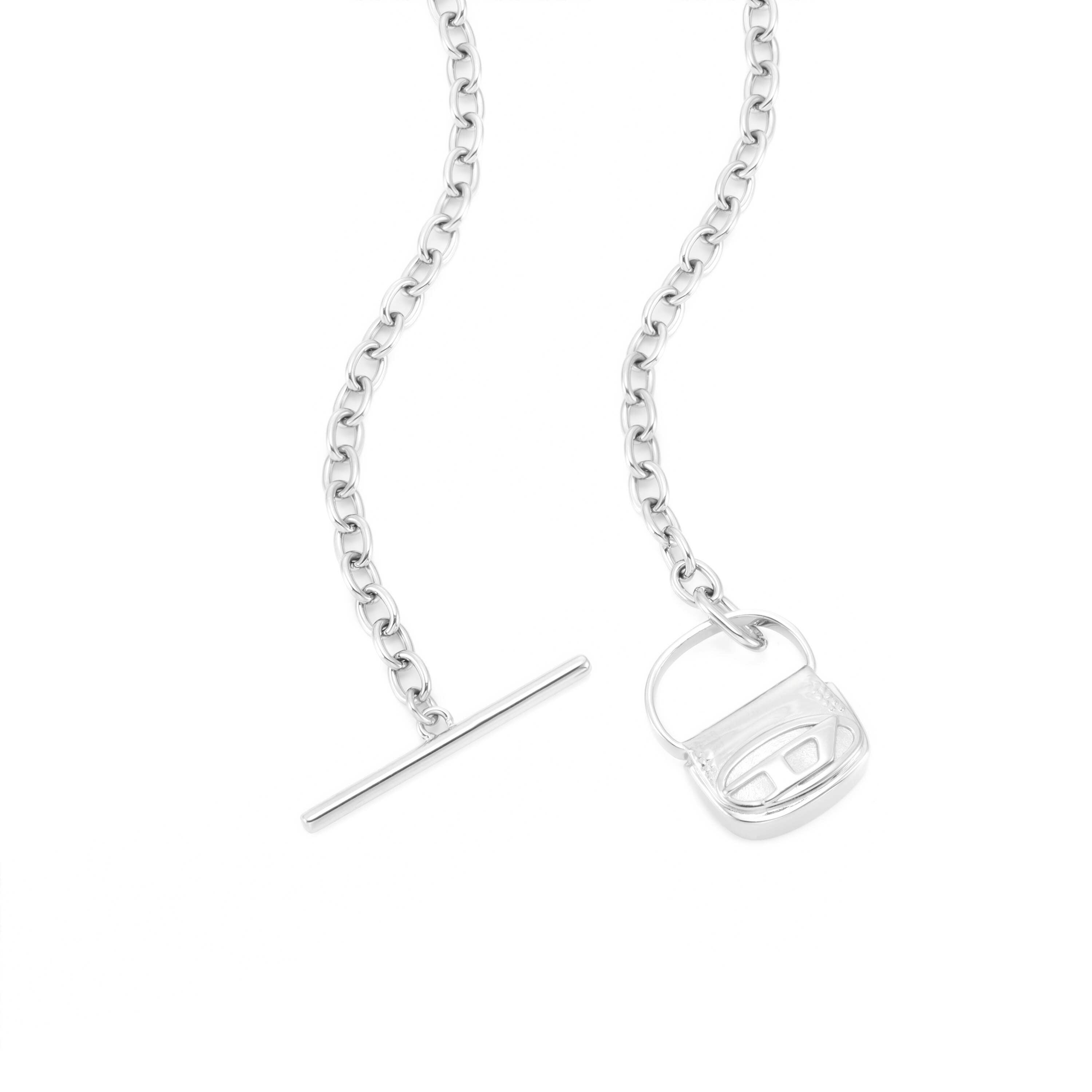 Diesel Steel Silver Bag Chain Necklace DX1593040