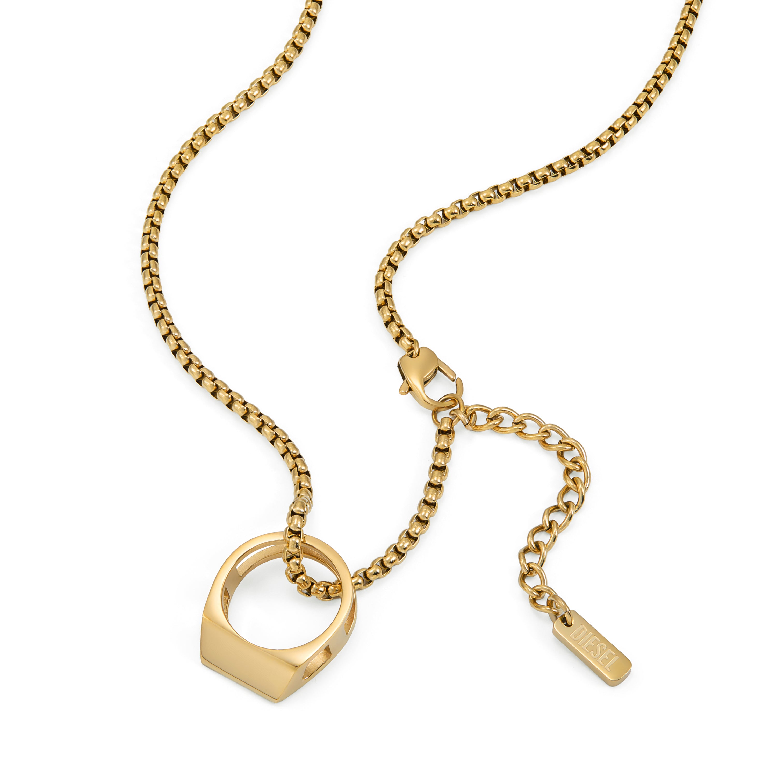Diesel D Logo Gold Necklace DX1670710