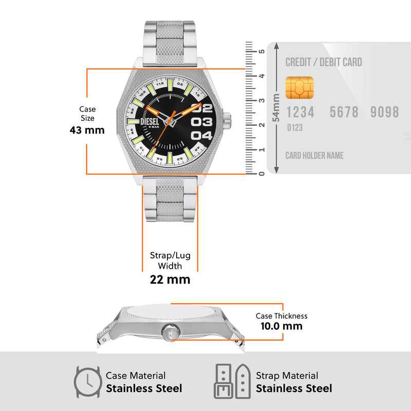 Diesel Scraper Silver Mens Watch DZ2172