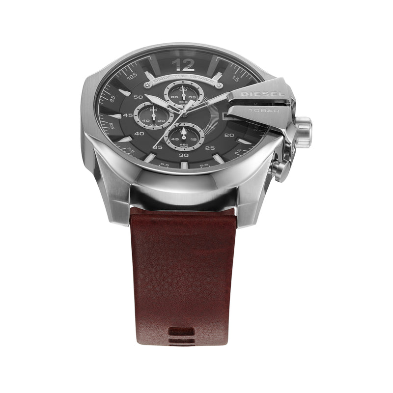 Diesel Mega Chief Chronograph Watch with Brown Leather Strap - DZ4290