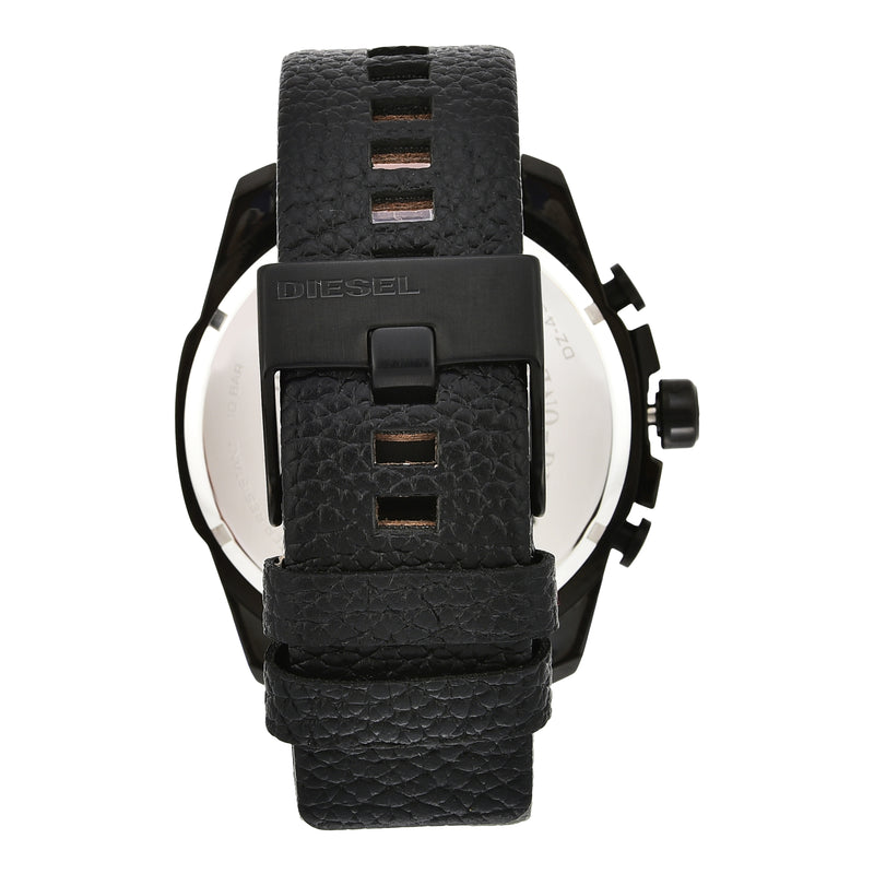 Diesel Mega Chief Black Leather Chronograph Watch DZ4323