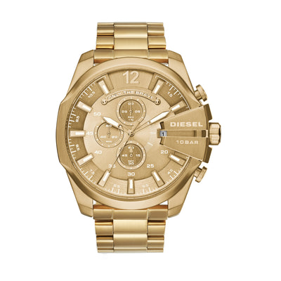 Gold-Tone Stainless Steel Diesel Mega Chief Chronograph Watch DZ4360