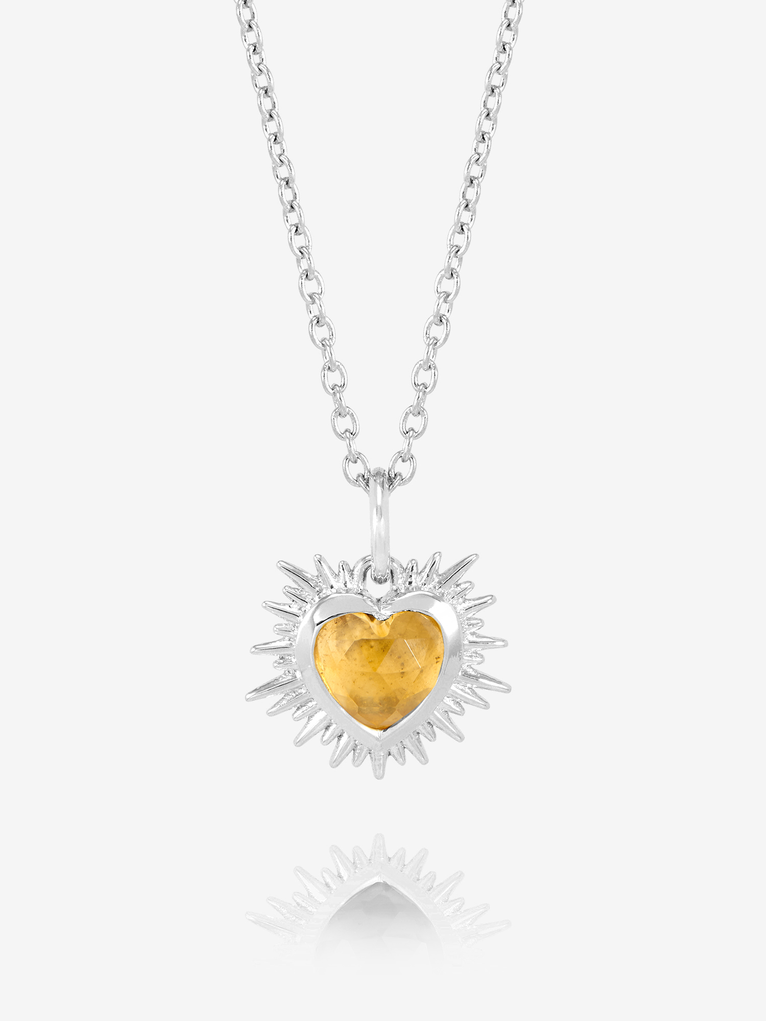 Rachel Jackson Electric Love Birthsone Heart Necklace Silver NOVEMBER