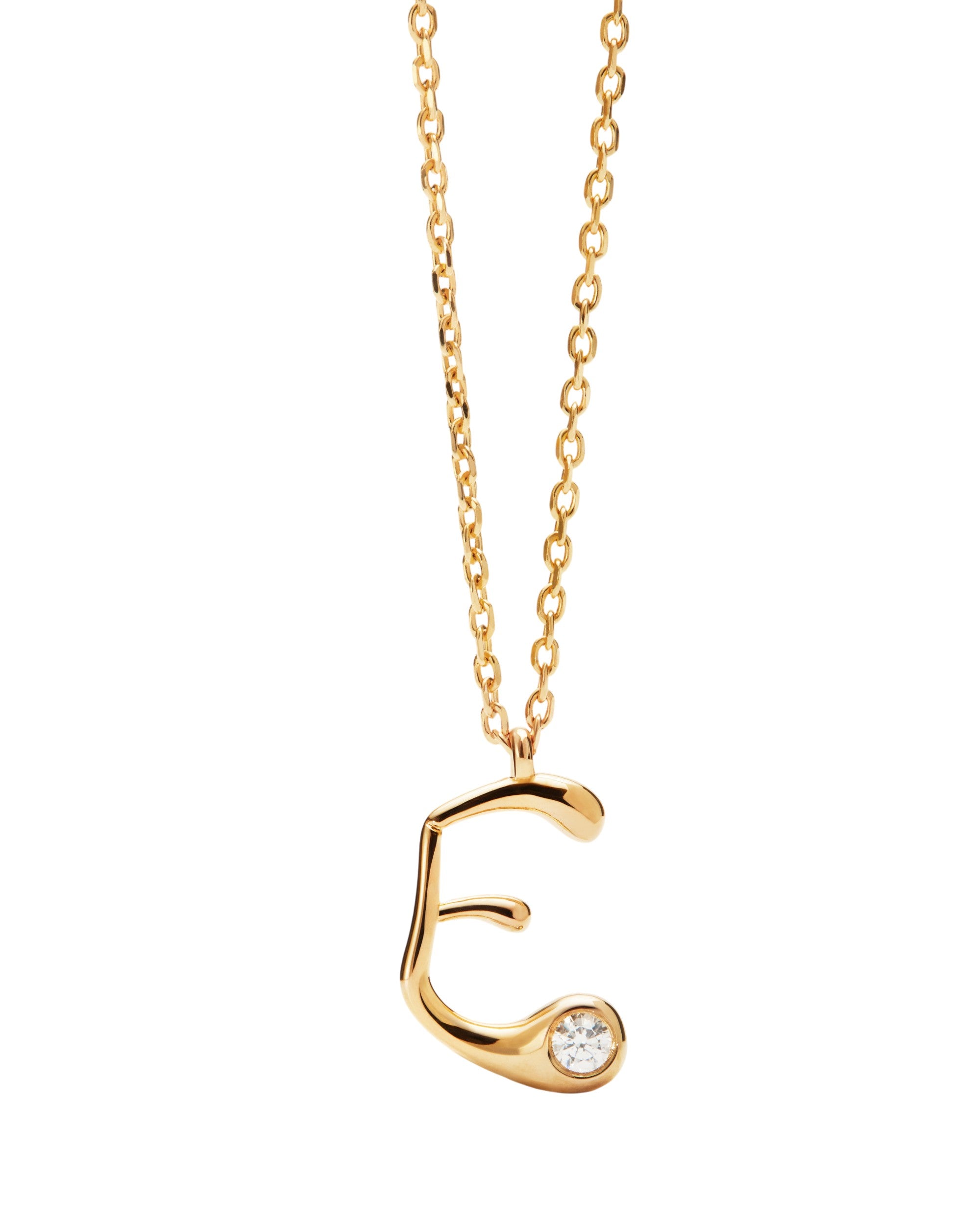 PDPAOLA Initial Letter Pendant E Necklace Gold