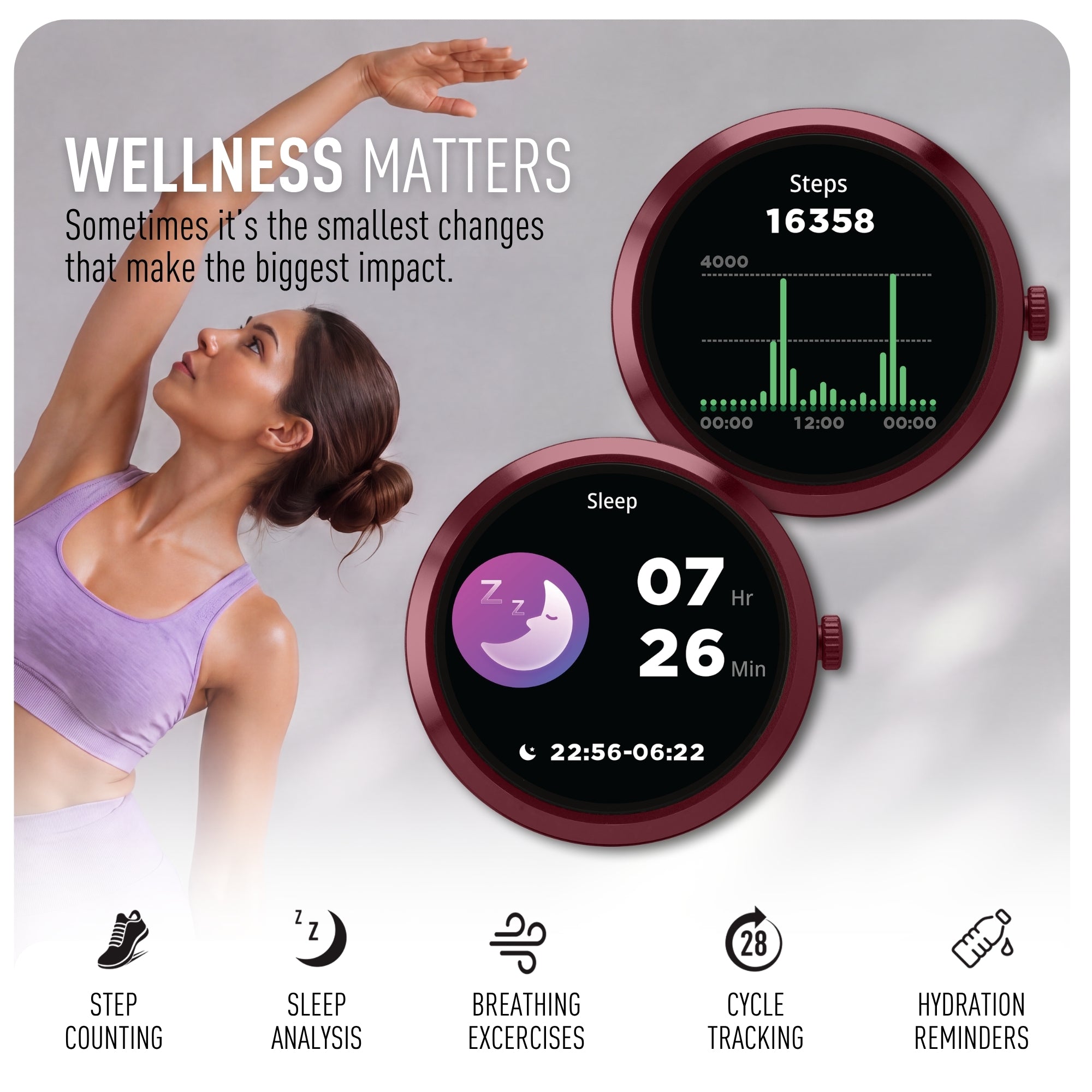Reflex Active Spectra 300 R Amoled Burgundy Silicone smart watch — view 5