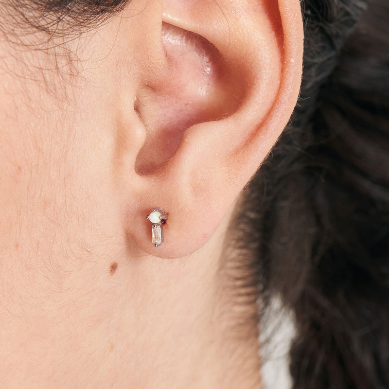 Ania Haie Silver Kyoto Opal Sparkle Barbell Single Earring E047-03H