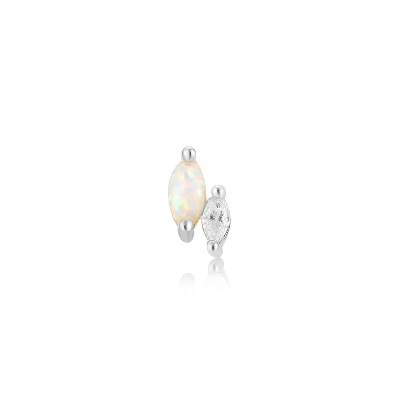 Ania Haie Silver Kyoto Opal and Sparkle Marquise Barbell Single Earring E047-07H