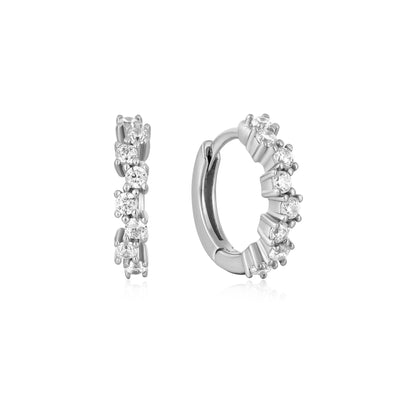 Ania Haie Silver Sparkle Cluster Huggie Hoop Earrings E047-09H