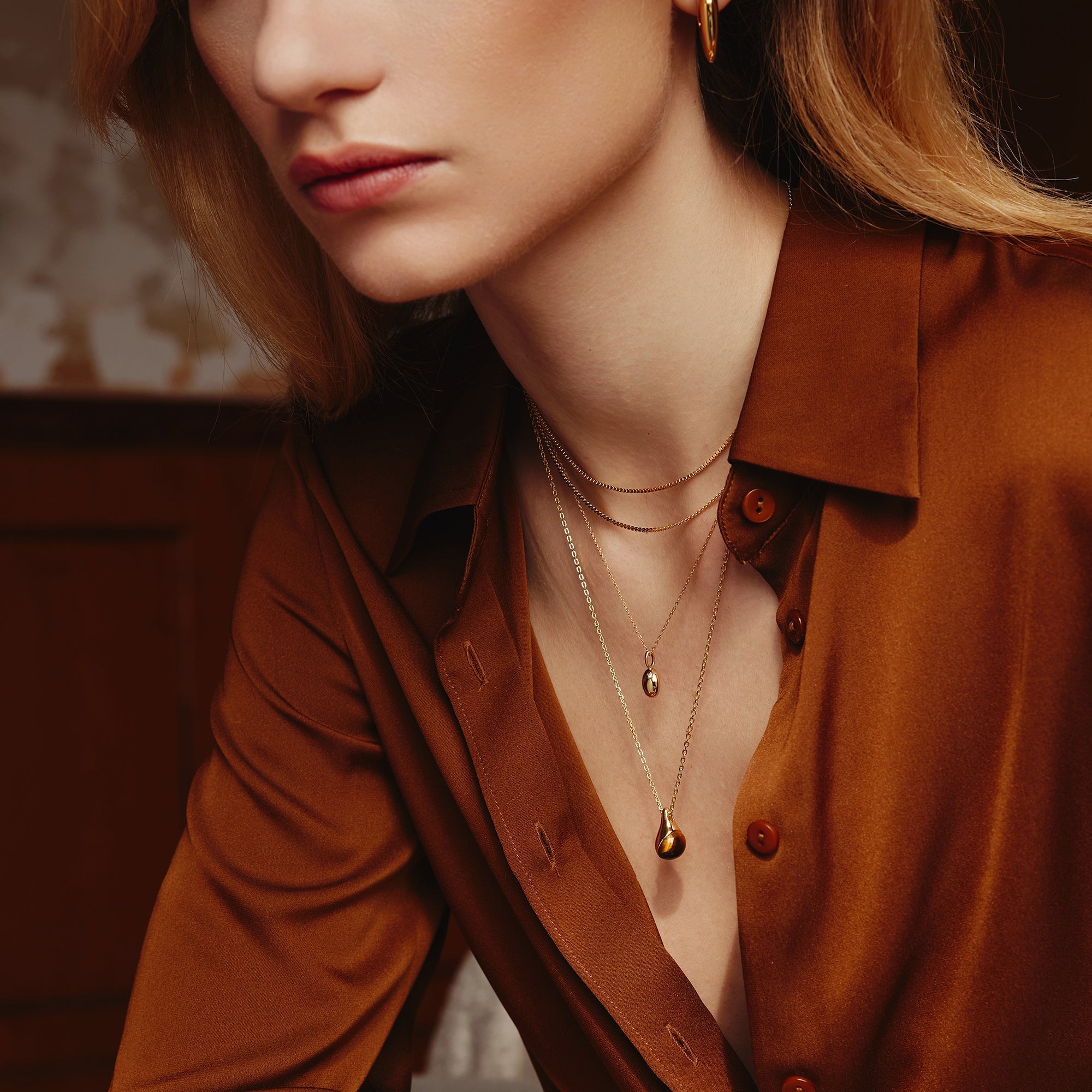 Ania Haie Gold Tiger Eye Pendant Necklace Modern Trendy Jewelry