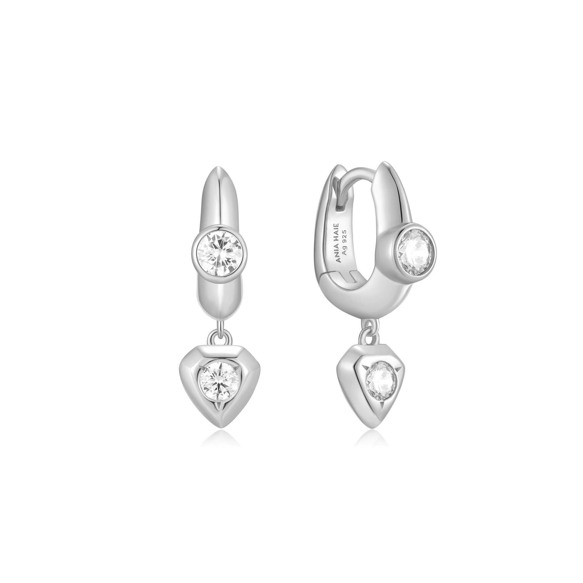Ania Haie Silver Shield Drop Huggie Hoops For Confident Women