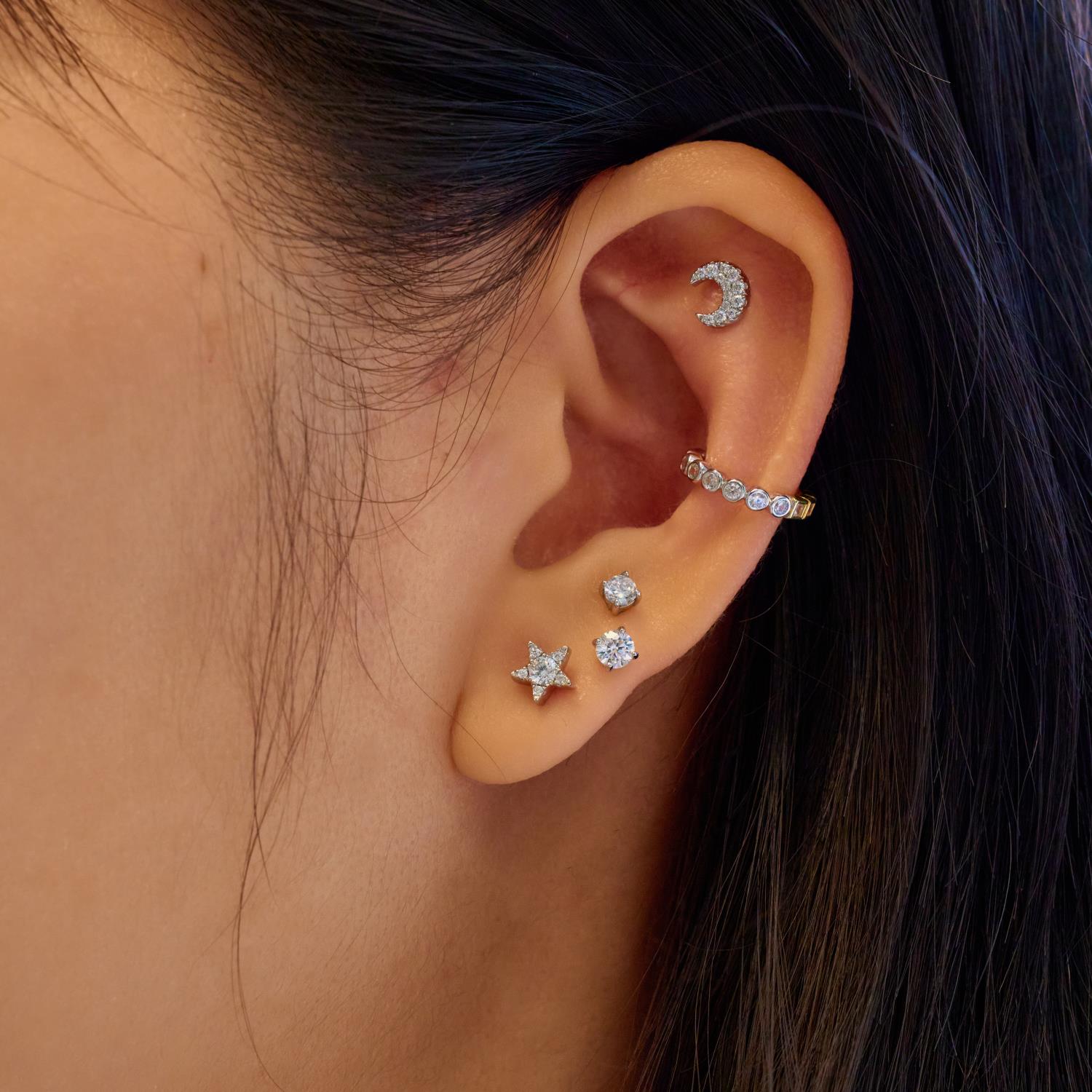 Ania Haie Silver Sparkle Round Barbell Single Earring