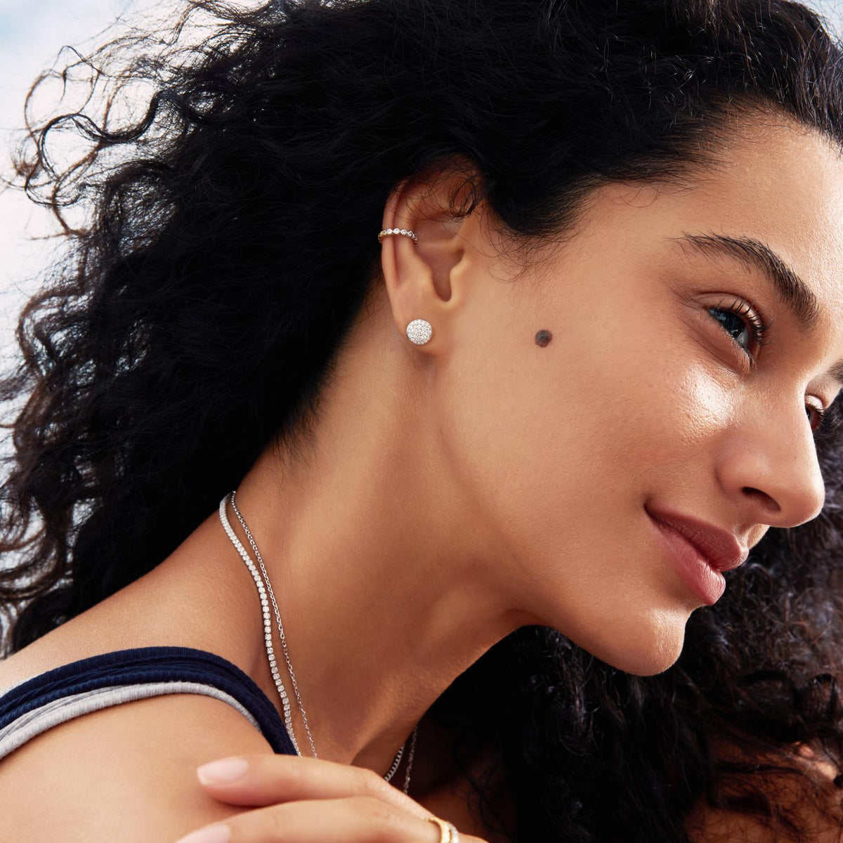 Ania Haie Silver Pave Disc Stud Earrings