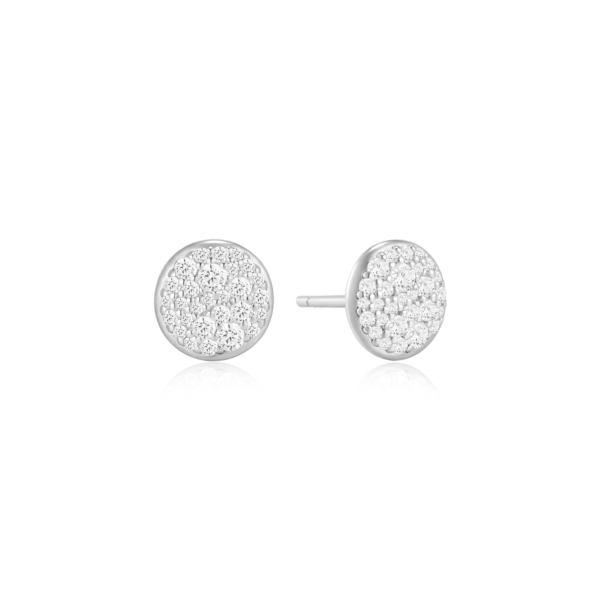 Ania Haie Silver Pave Disc Stud Earrings