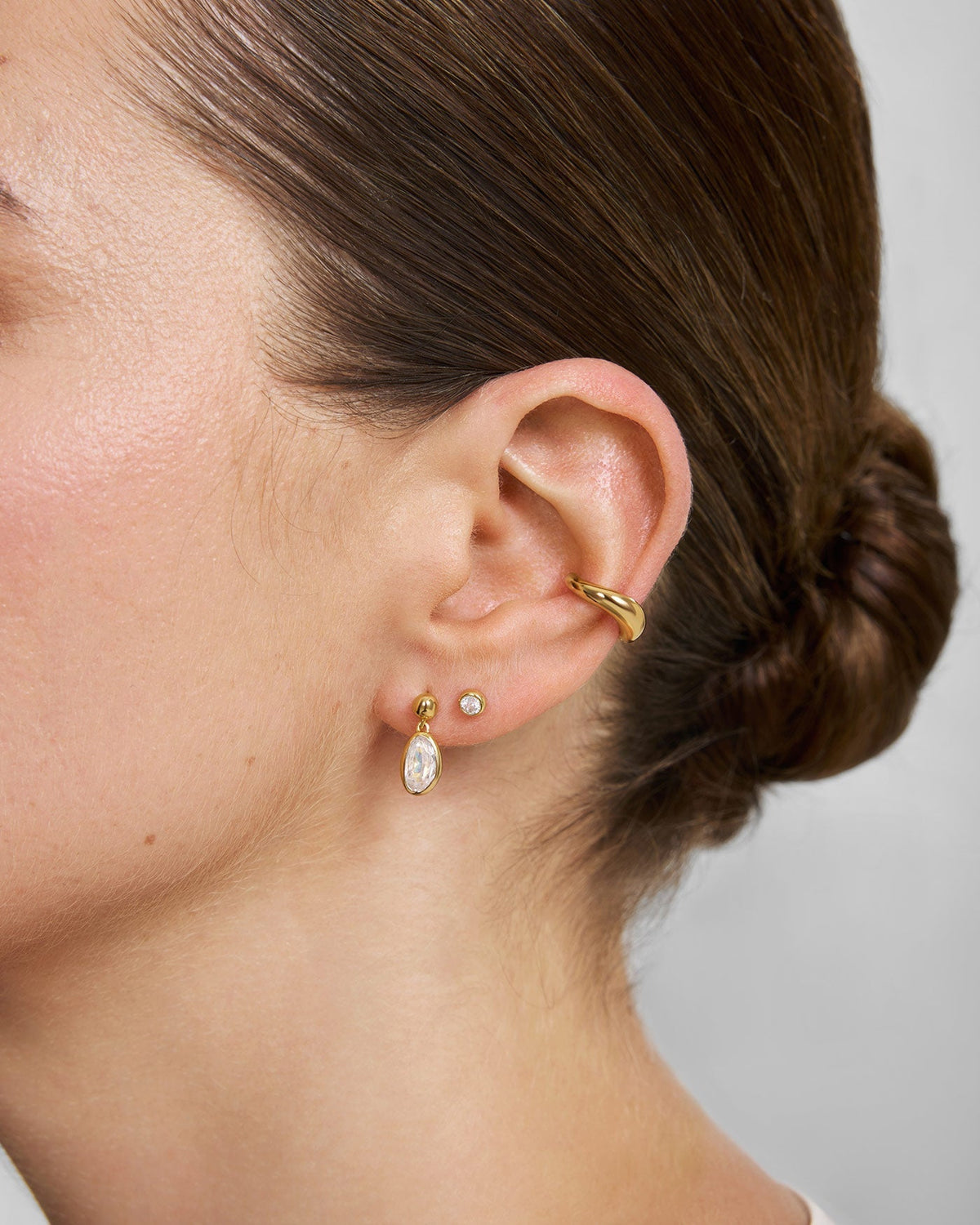 Ania Haie Gold Bezel Organic Pebble Dangle Stud Earrings E076-06G E076-06G view 3