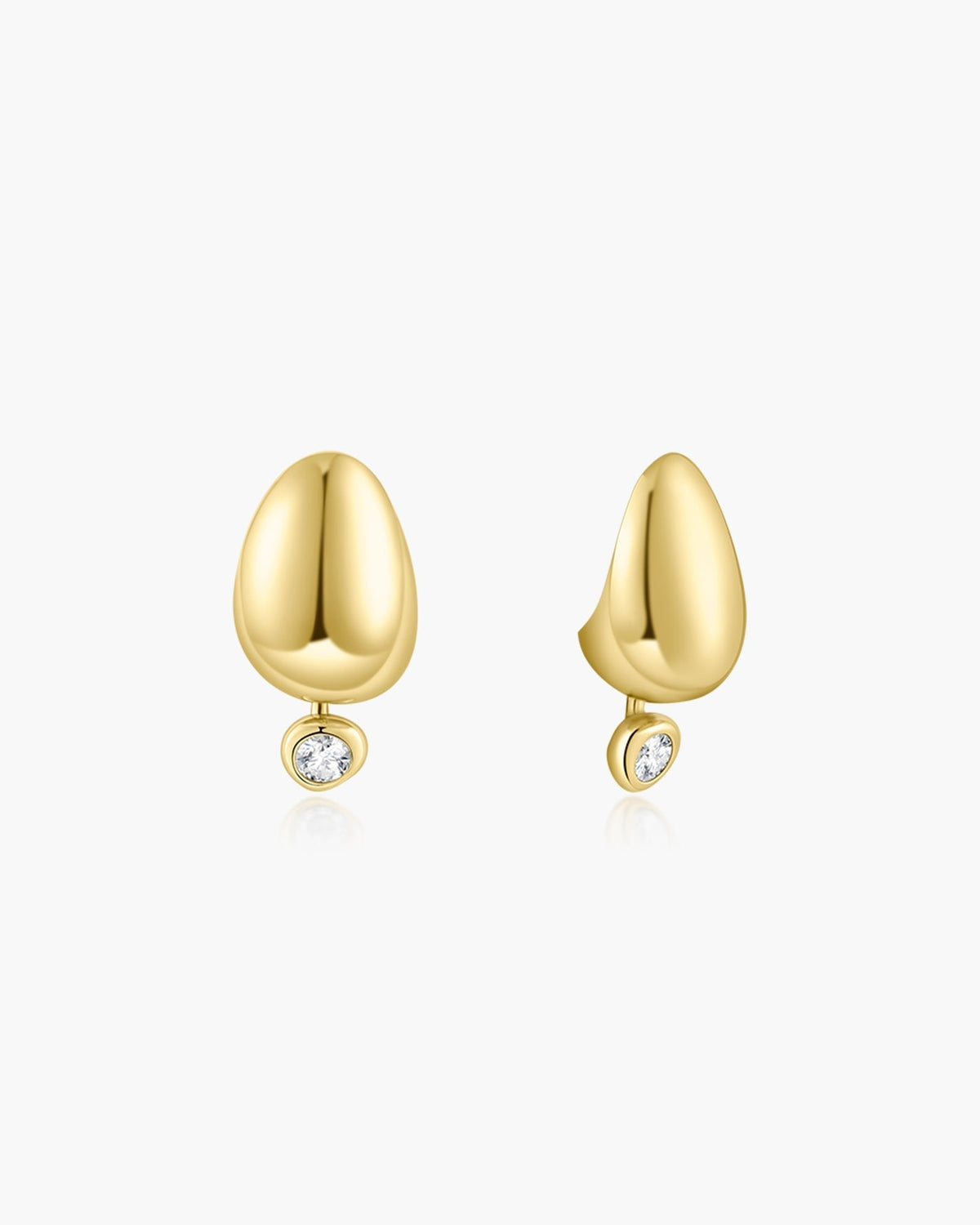 Ania Haie Gold Organic Dome Pebble with Bezel Dangle Stud Earrings E076-07G E076-07G front packshot