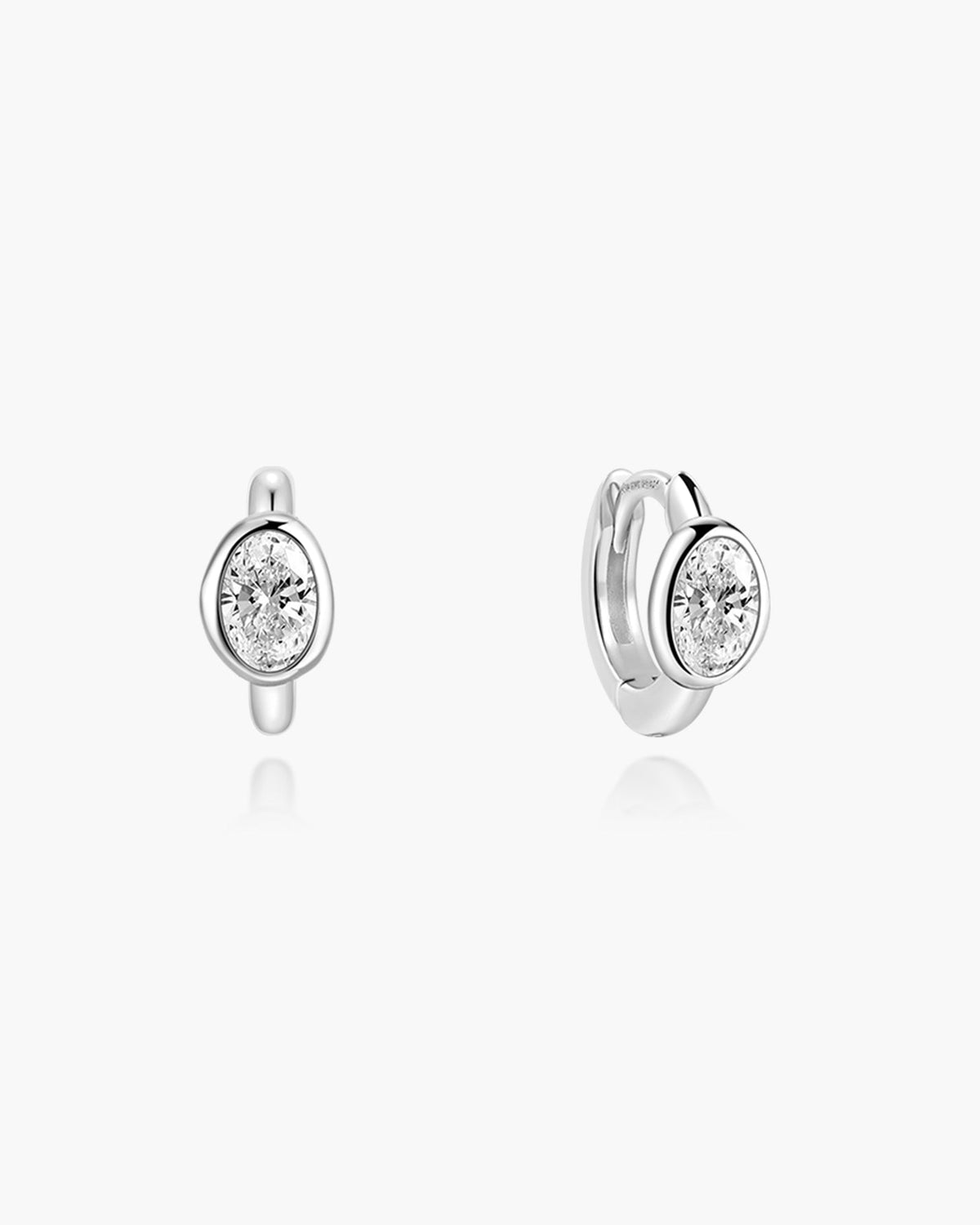 Ania Haie Silver Bezel Organic Pebble Huggie Hoop Earrings E076-09H E076-09H front packshot