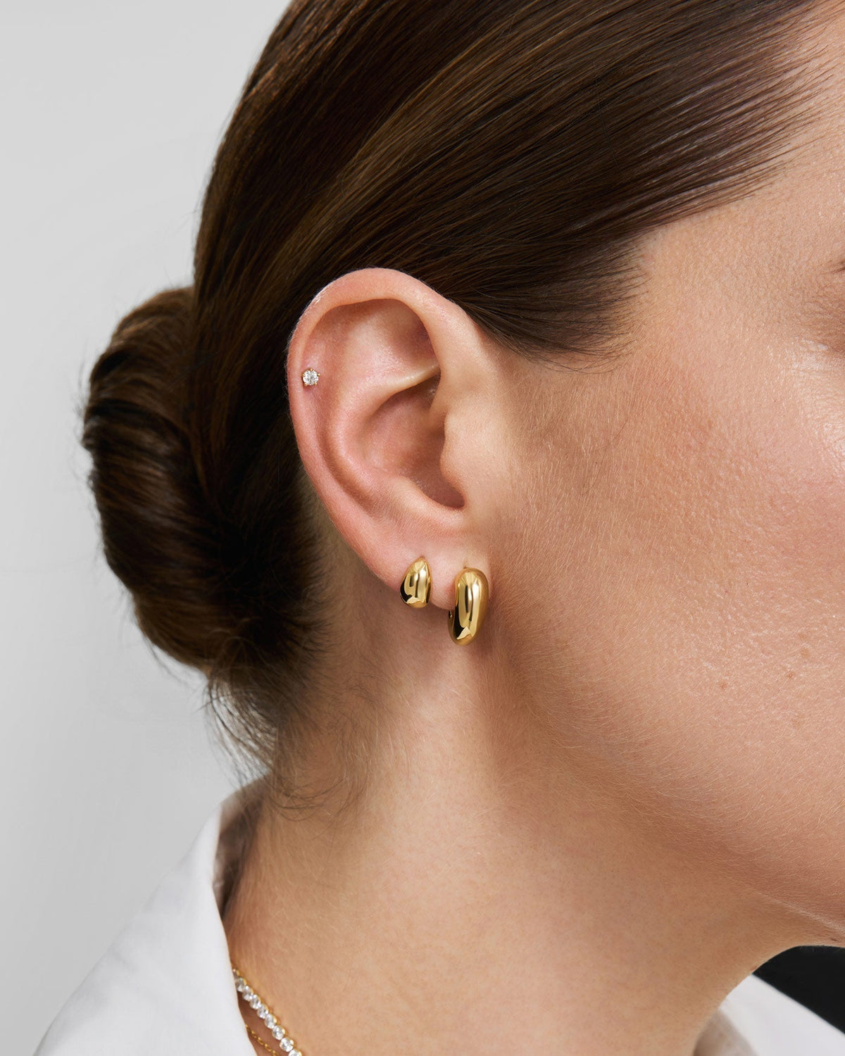 Ania Haie Gold Dome Stud Hoop Earrings E078-06G E078-06G view 2