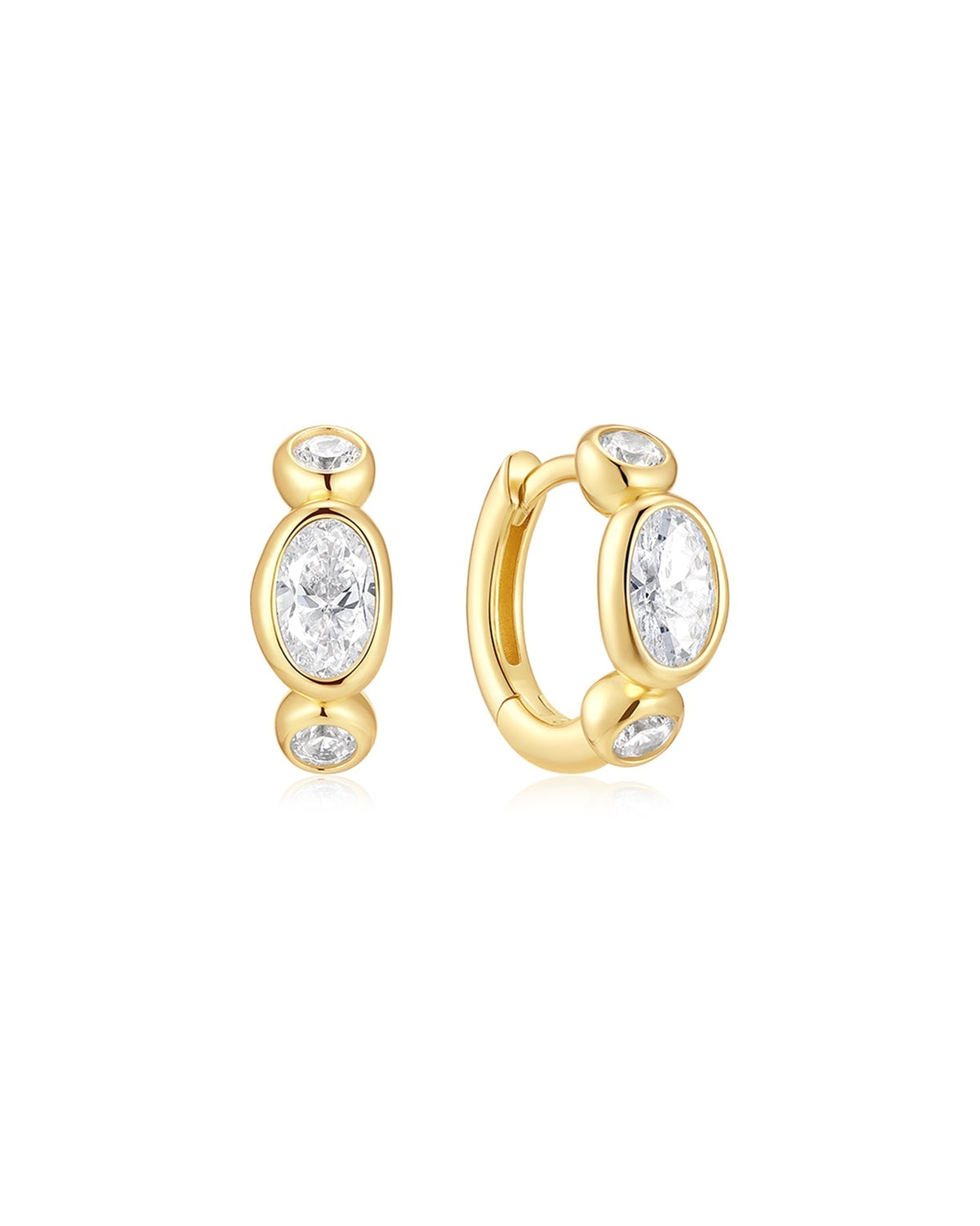 Ania Haie Gold Bezel Organic Pebble & Round Huggie Hoop Earrings E076-13G E076-13G front packshot