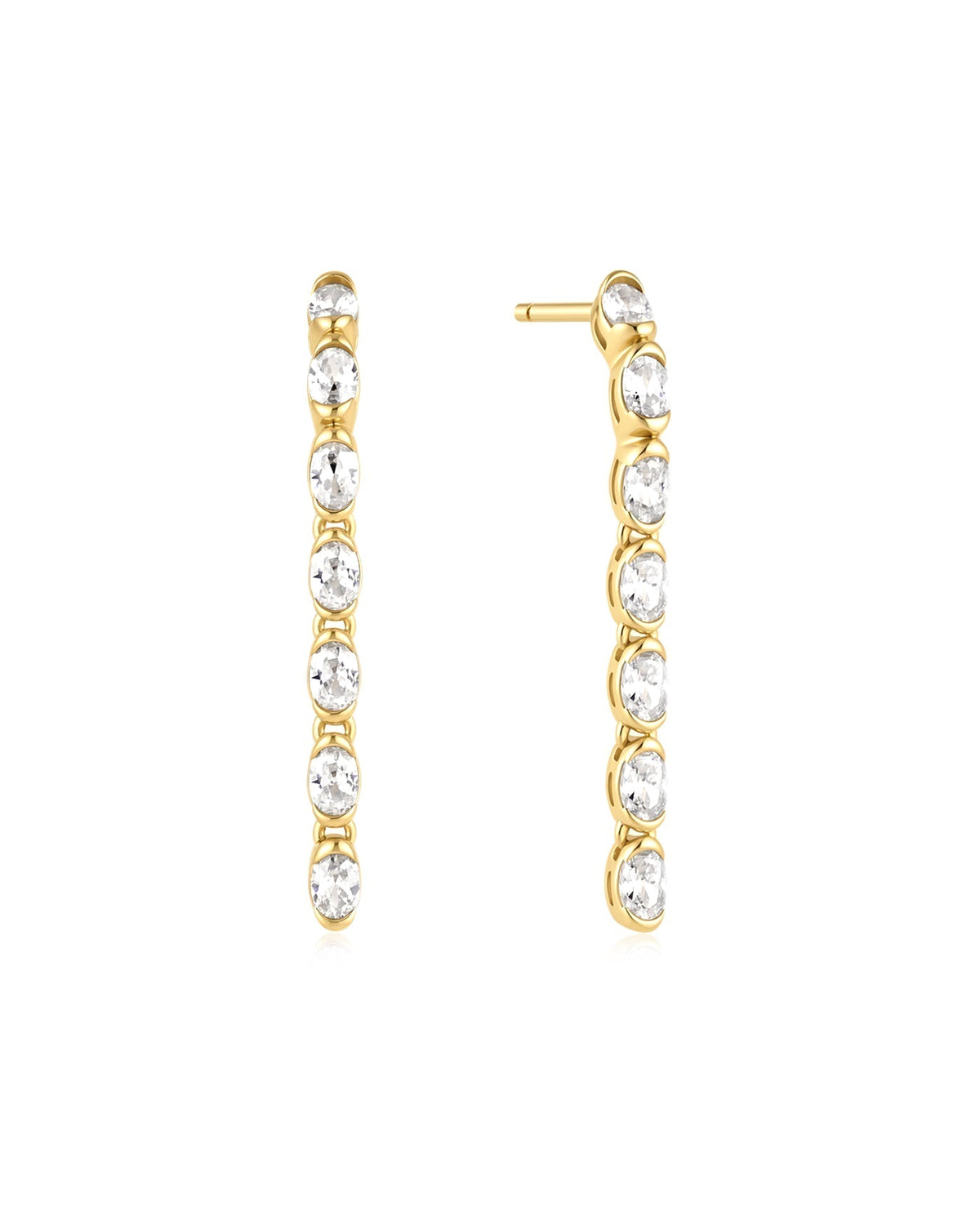 Ania Haie Gold Half-Bezel Oval Linear Dangle Stud Earrings E076-18G E076-18G front packshot