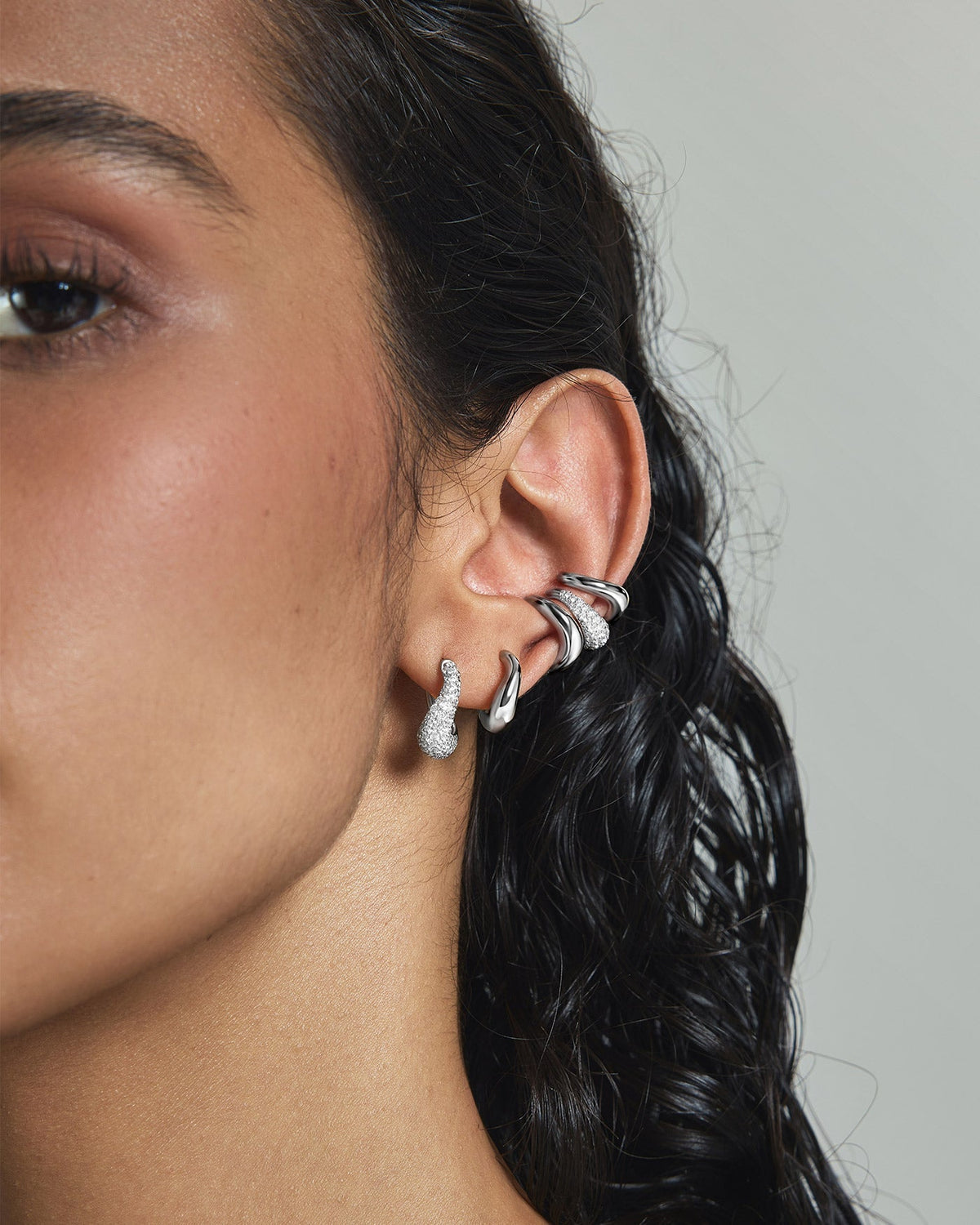 Ania Haie Silver Wave Huggie Hoop Earrings