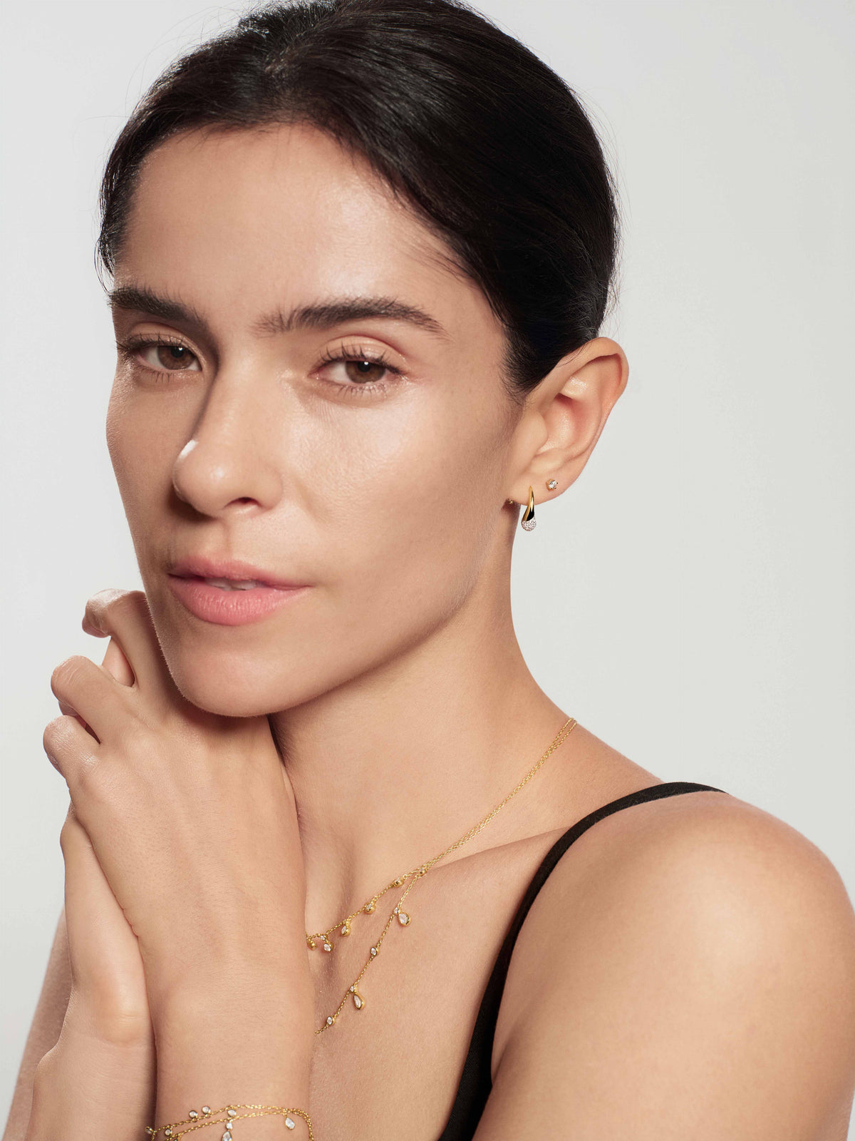 Ania Haie Gold Pave Sculptural Teardrop Hook Earrings E078-03G E078-03G view 3