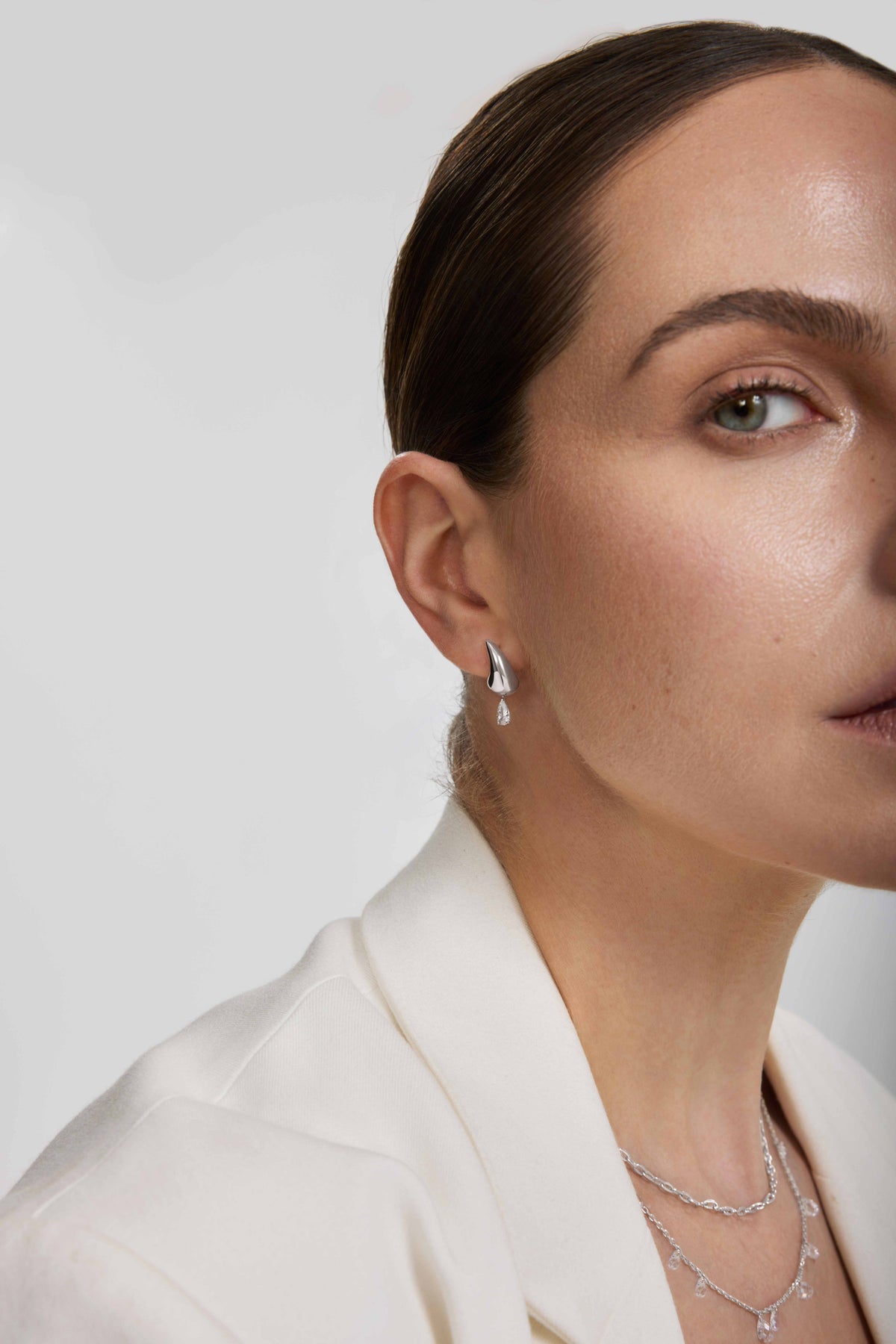 Ania Haie Gold Curved Teardrop Dangle Stud Earrings E078-04G E078-04G view 3