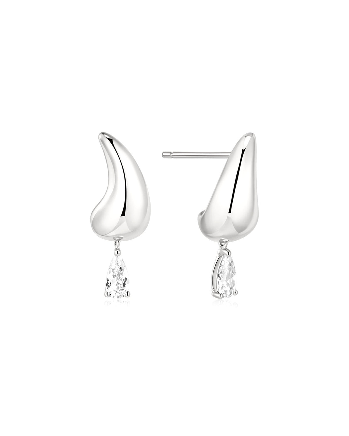 Ania Haie Silver Curved Teardrop Dangle Stud Earrings E078-04H E078-04H front packshot