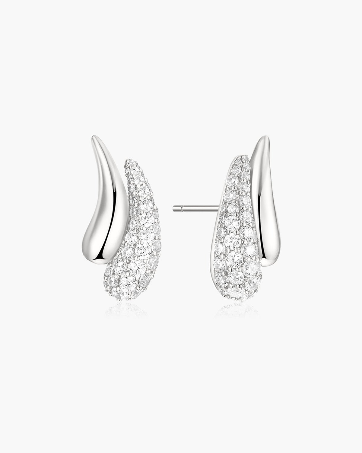 Ania Haie Silver Pave & Polished Teardrop Duet Stud Earrings E078-08H E078-08H front packshot