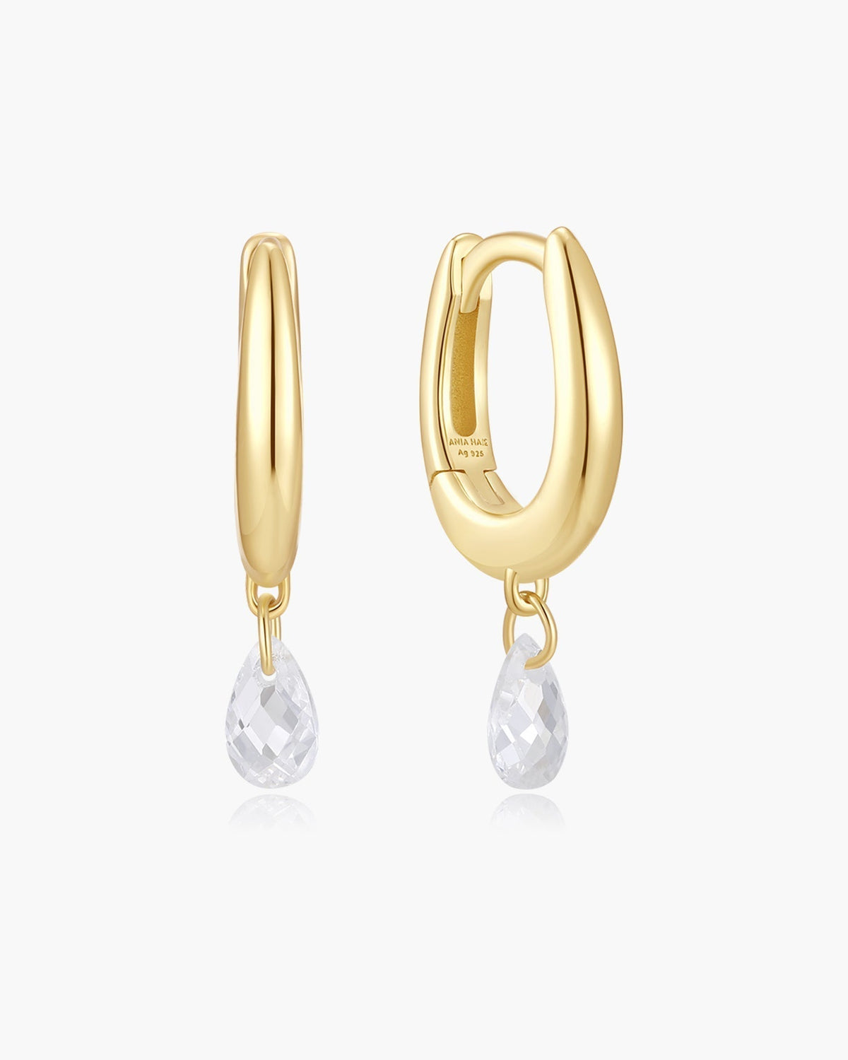 Ania Haie Gold Teardrop Dangle Huggie Hoop Earrings E078-09G E078-09G front packshot
