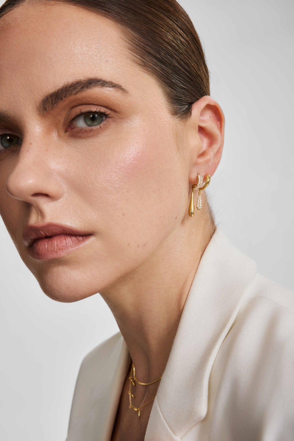 Ania Haie Gold Spiral Contrast Teardrop Dangle Stud Earrings E078-13G E078-13G view 2