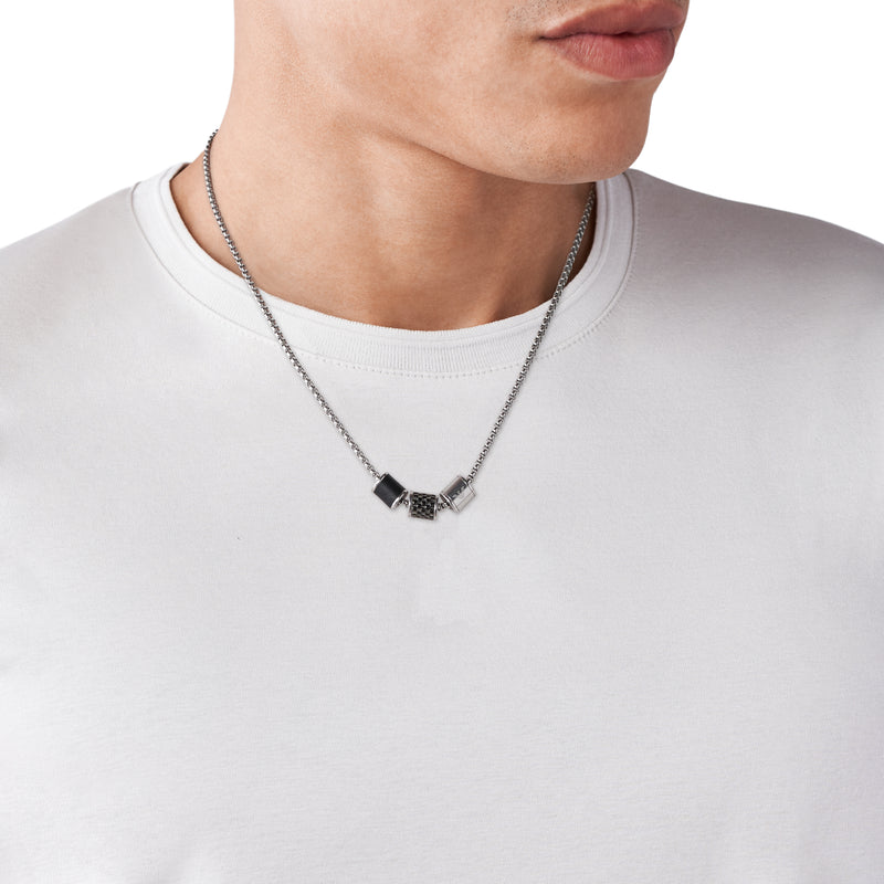 Armani Elegance Silver Necklace with Barrel Beads EGS2383020