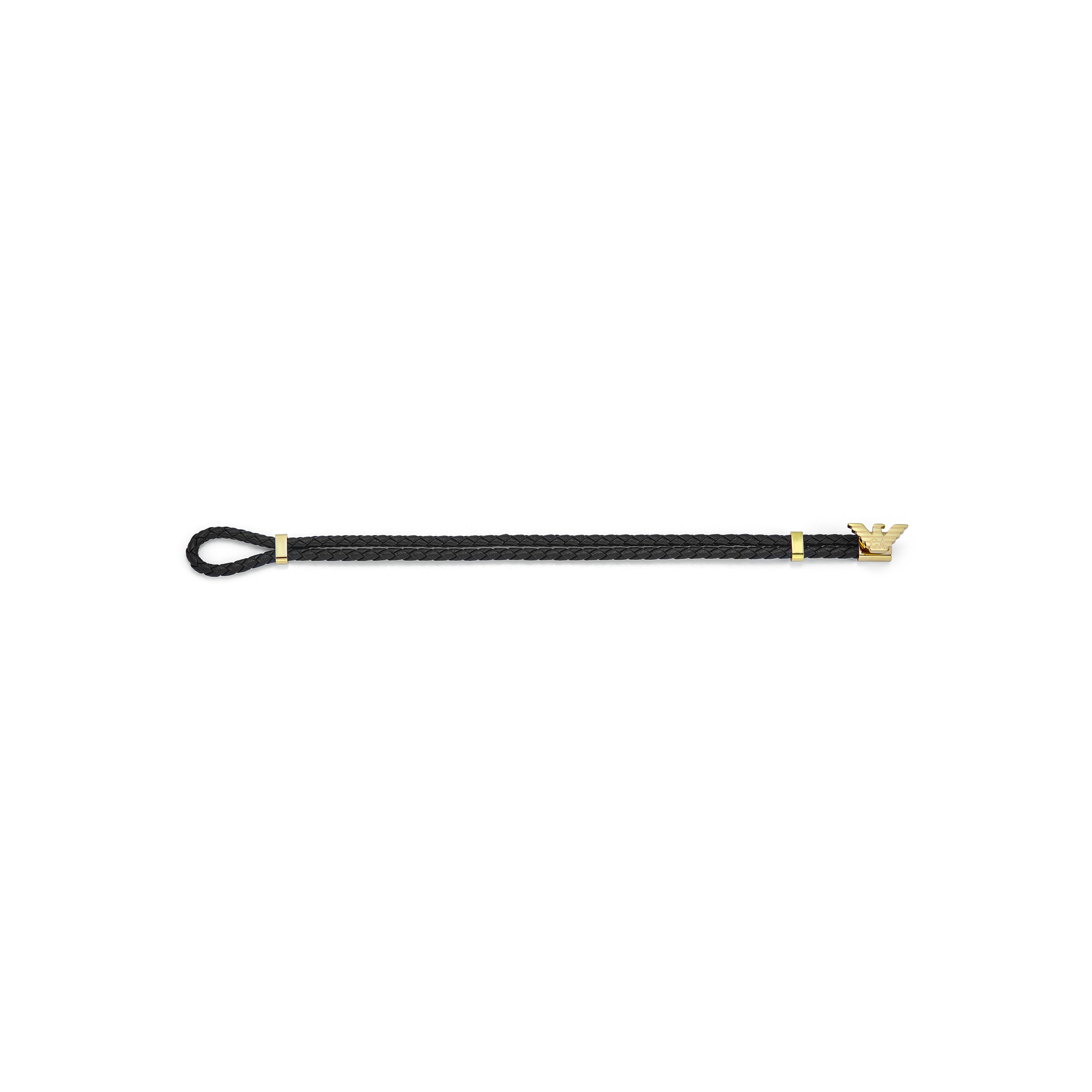 Armani Elegance Gold Metal Black Leather Bracelet EGS3321710