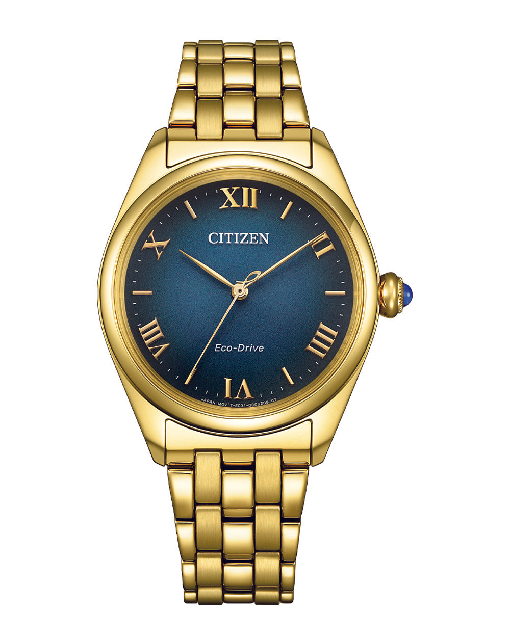 Citizen Eco-Drive Blue Dial Gold Stainless Steel Watch EM1142-84L