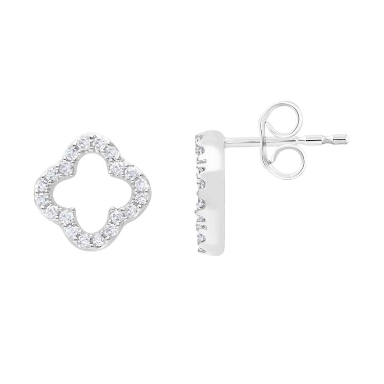0.16ct Diamond Clover Stud Earrings in 9K White Gold