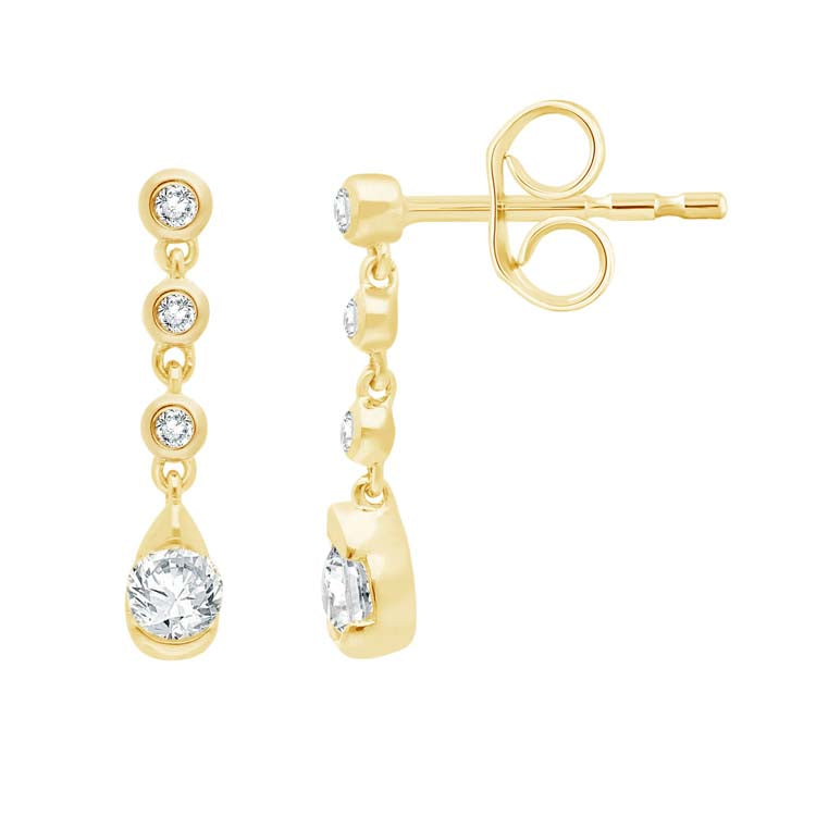 0.25ct Diamond Drop Earrings in 9K Yellow Gold