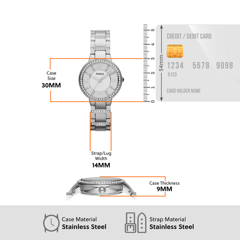 Fossil Virginia Stainless Steel Timepiece ES3282