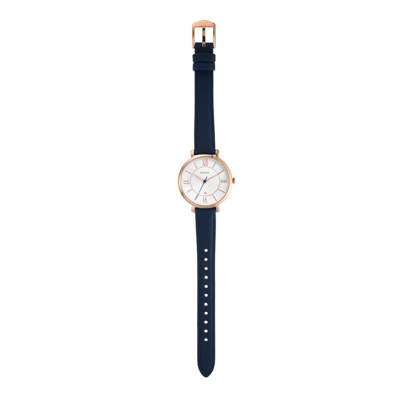 Fossil Jacqueline Rose-Gold & Navy Leather Women's Watch